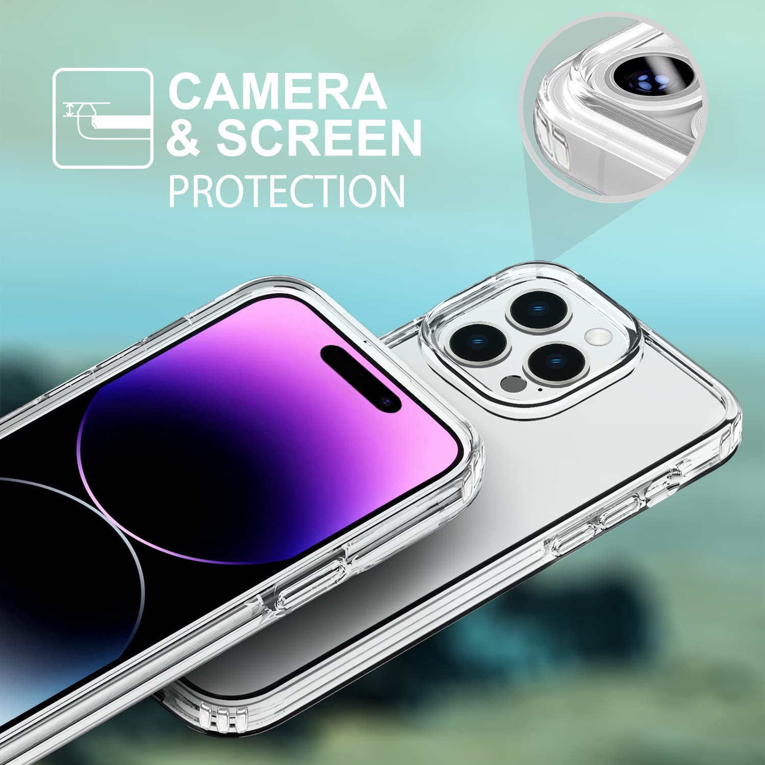 Tenoc Phone Case Compatible With Iphone 14 Pro Max, Clear Case Non Yellowing Protective Bumper Hard Back Cover For 6.7 Inch