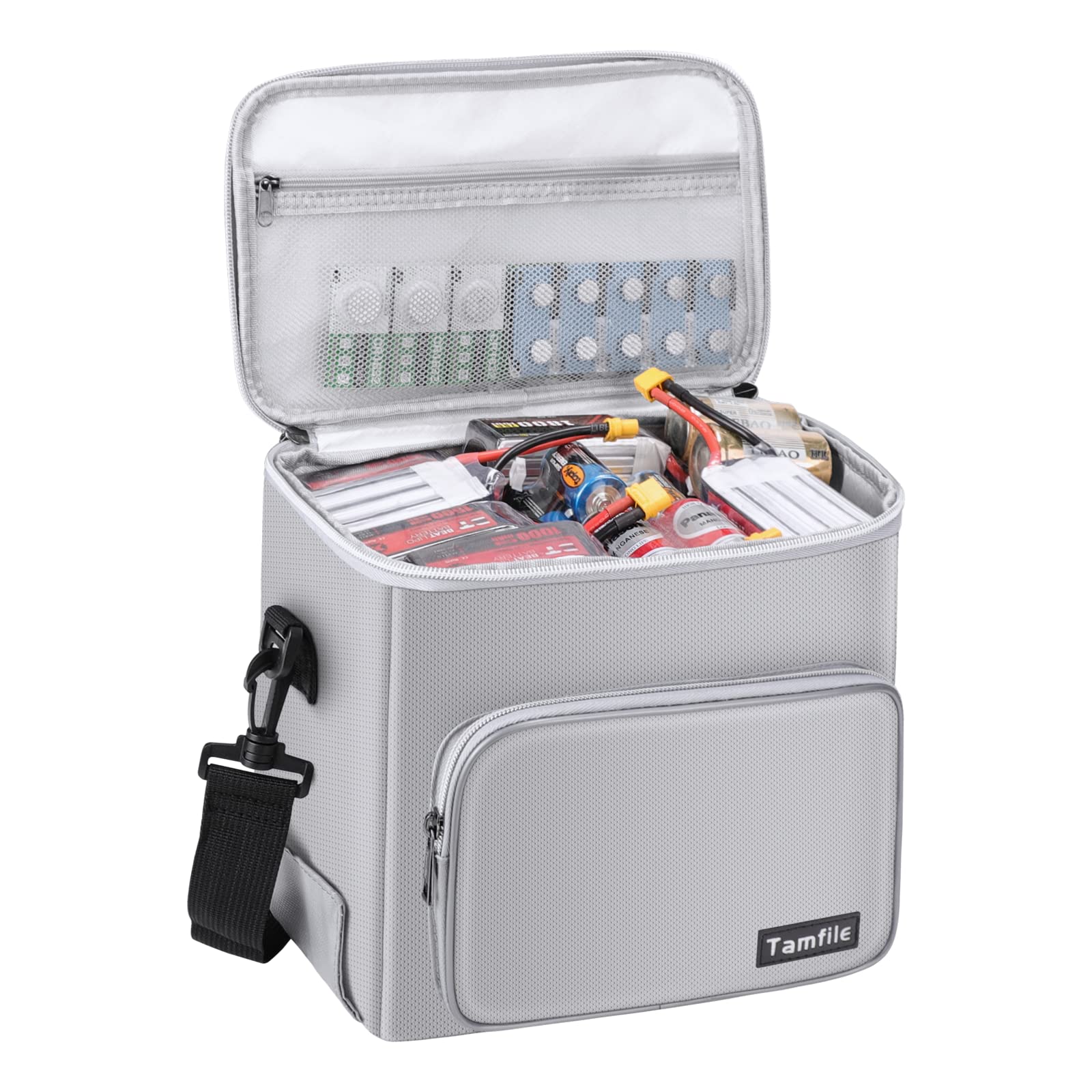 Tamfile Fireproof Lipo Battery Bag With 4200F Heat Insulated, Ebike Lipo Bag With Pockets And Shoulder Strap,Explosionproof Lipo