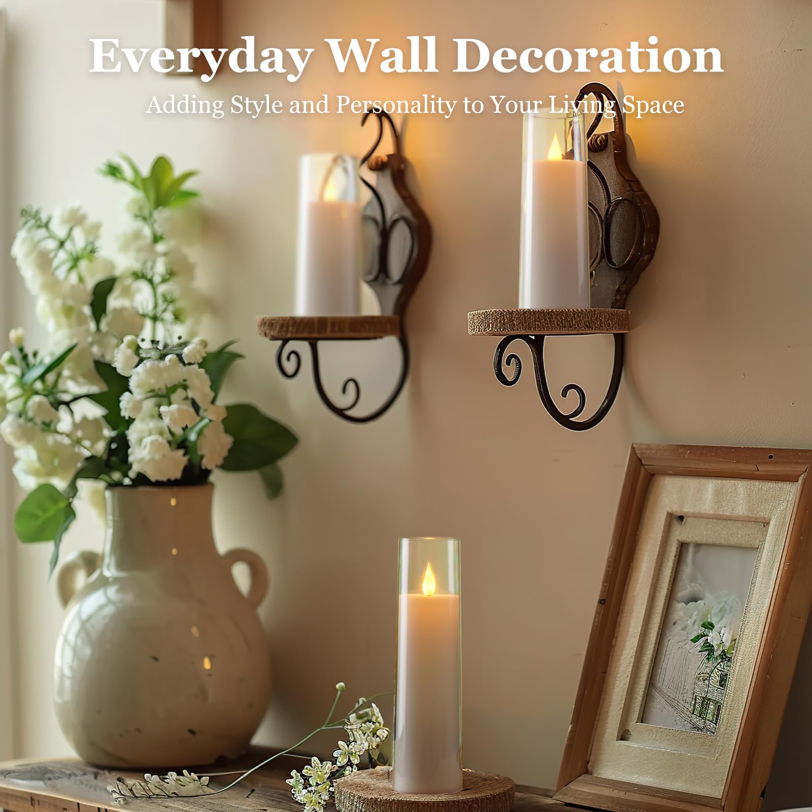 Amagic Pure White Acrylic Flameless Candles, Battery Operated Candles, Flickering Led Pillar Candles With Remote Control And Tim