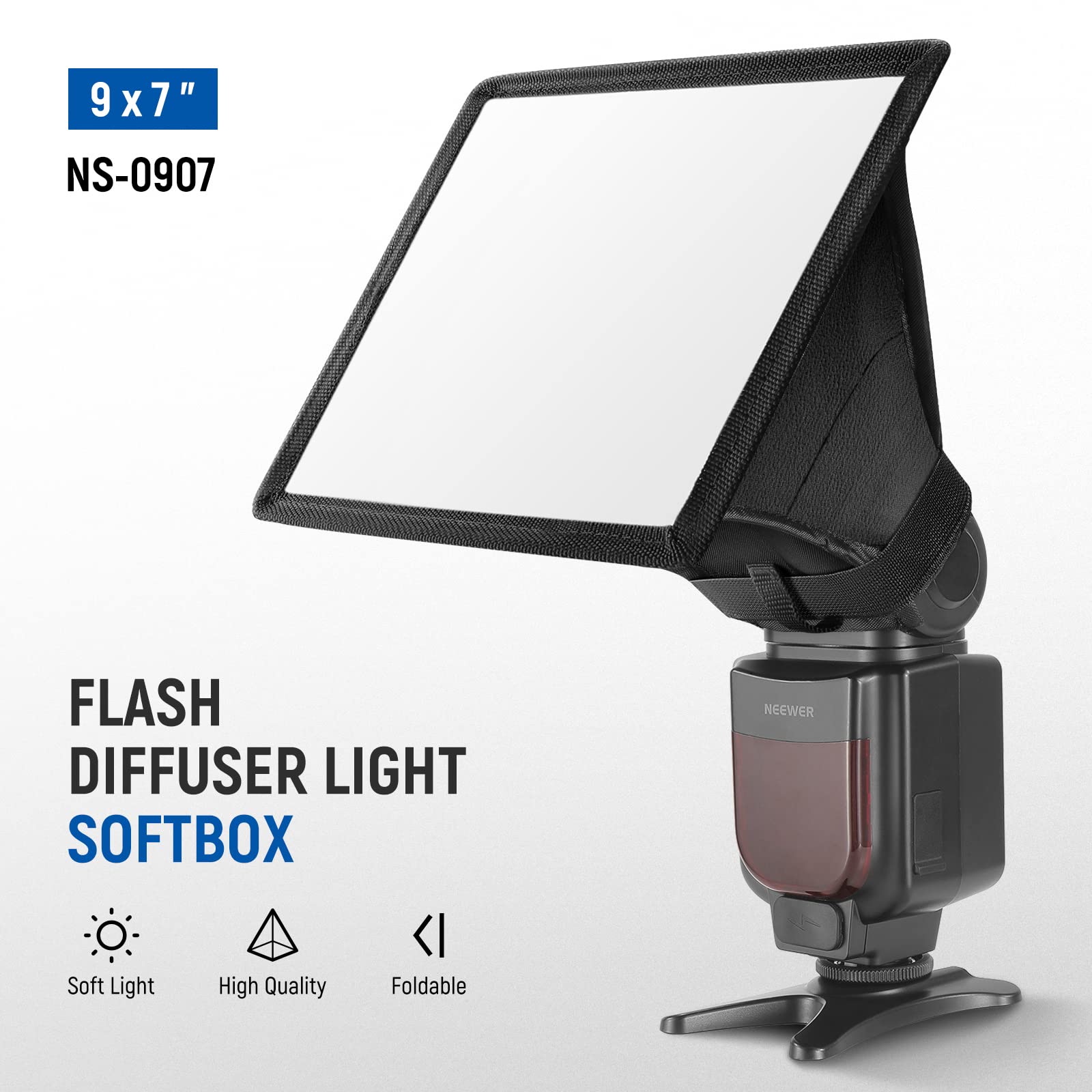 Neewer Flash Diffuser Light Softbox 9'' X 7'', Universal, Collapsible With Storage Pouch Compatible With Canon Nikon Sony Godox