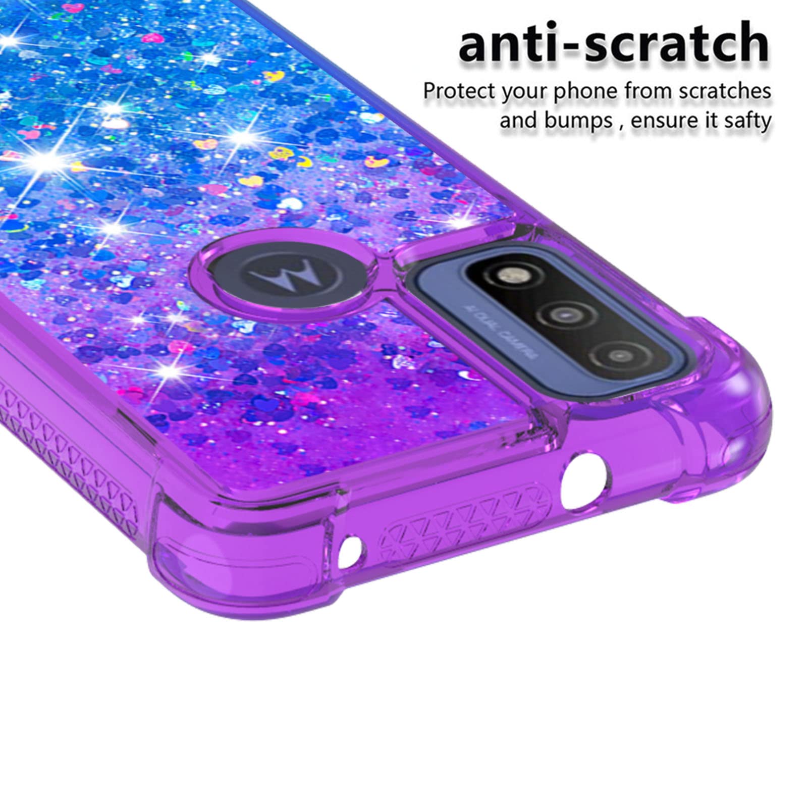 Caiyunl For Moto G Play 2023 Phone Case, Moto G Power 2022 / Moto G Pure Case With Screen Protector, Women Girls Glitter Bling F