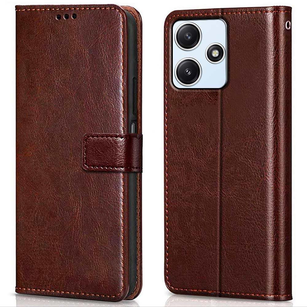 Wow Imagine Shock Proof Flip Cover Back Case Cover For Mi Redmi 12 5G | Redmi 12 4G | Poco M6 Pro 5G (Flexible | Leather Finish 