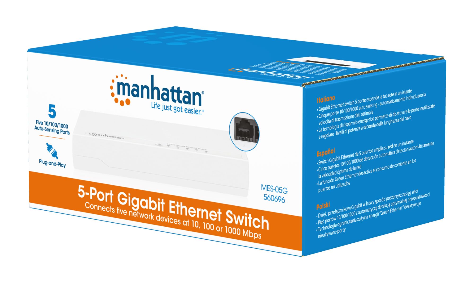 Intellinet Ieee 802.3, 802.3Ab, 802.3Az, 802.3U, 802.3X 5 Port Gigabit Ethernet Switch (Plastic) (524117)