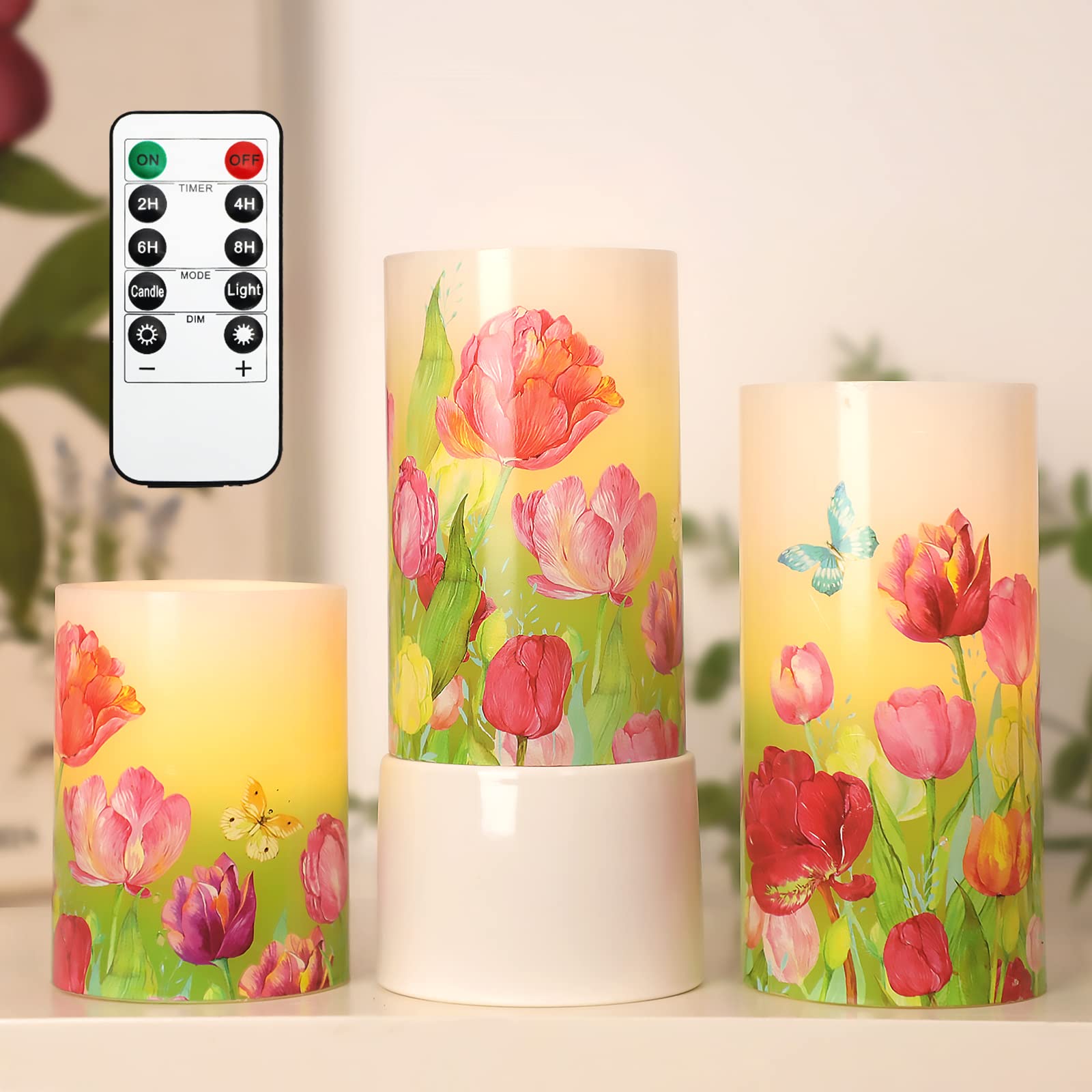 Meltone Tulip Flameless Candles Flickering Real Wax Led Candles With Remote - Home Party Wedding Ocean Room Holiday Summer Decor