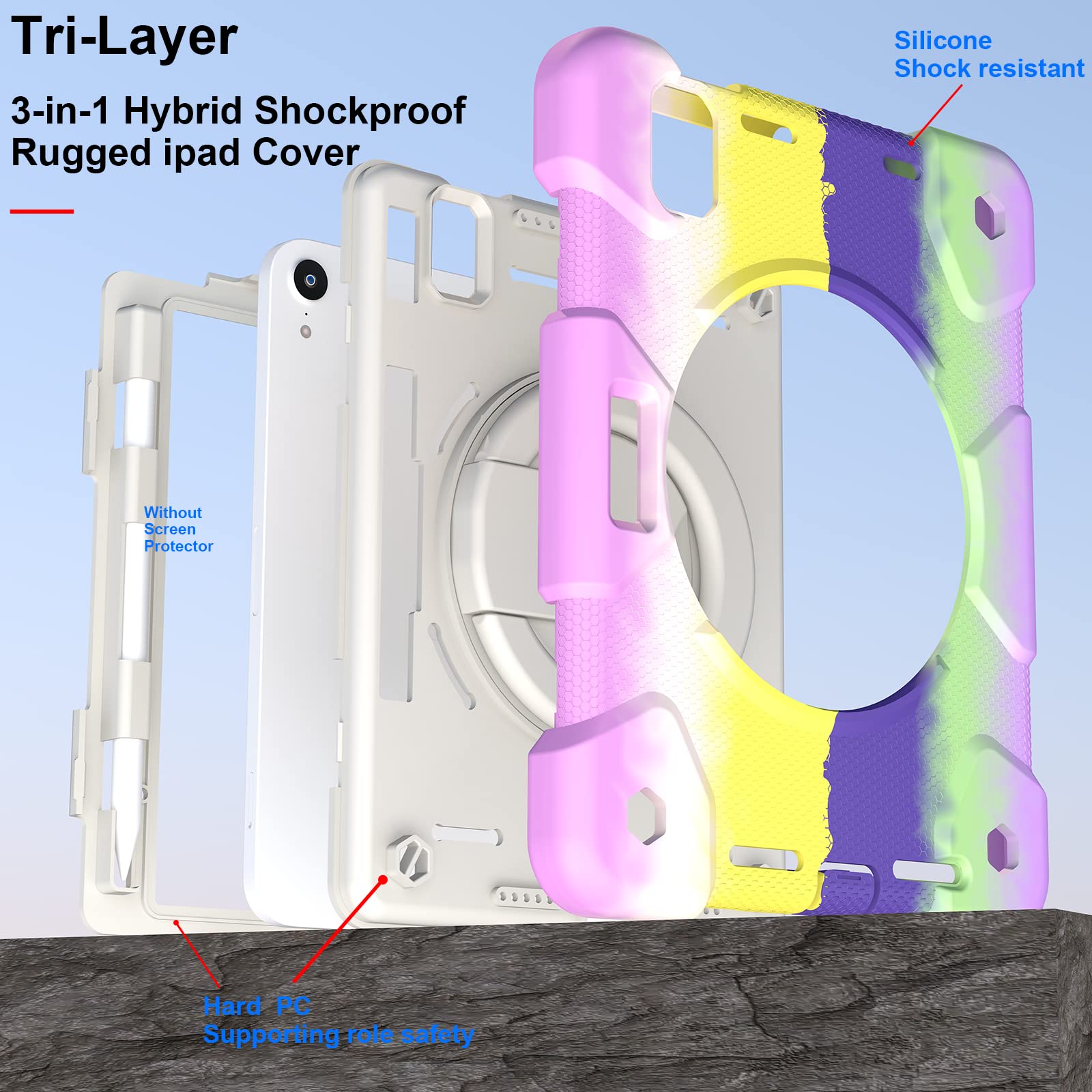 Andnary Ipad Mini 6 Case 8.3 Inch 2021 Ipad Mini 6Th Generation Case,3 Layer Heavy Duty Protection Case Built In Pencil Holder 3