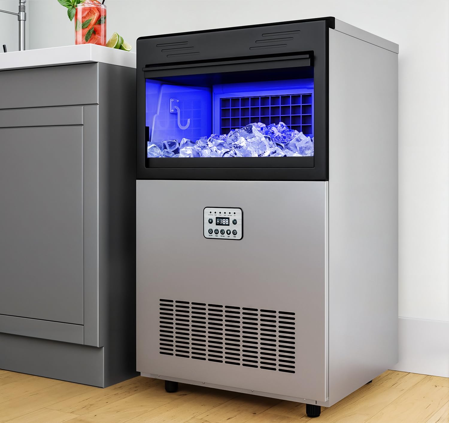YITAHOME 100lbs Ice Maker Machine Commercial Under Counter Ice Maker, ETL & DOE Certificated Commercial Large Ice Makers Freesta