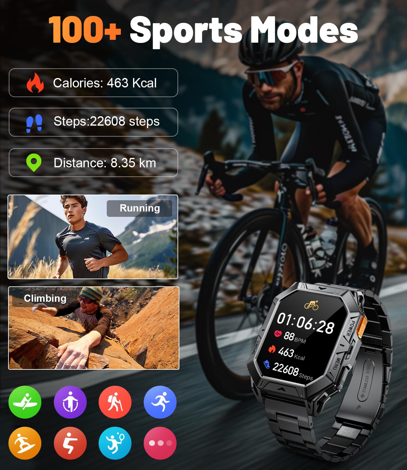Lige Smart Watch With 1000 Mah Battery, 2.13 '' Amoled Full Touch Screen Military Smart Watches For Men With Make/Answer Call/11