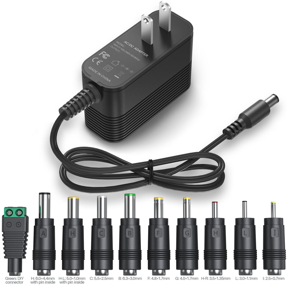 9V Power Supply Dc 9V Power Cord 9V 2A Power Adapter With 10 Interchangeable Jacks Switching 9V Charger Compatible With 2000Ma 1