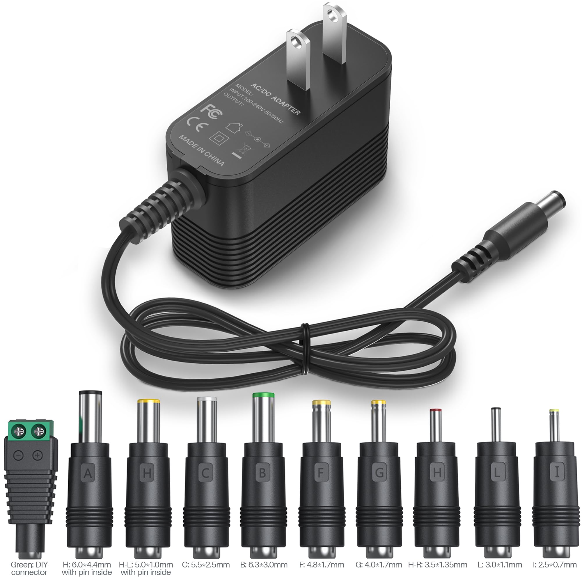 12V Power Supply Ac Adapter 12 Volt Charger Universal Power Adapter For Dc In 12V Power Cord With 10 Interchangeable Jacks For 1