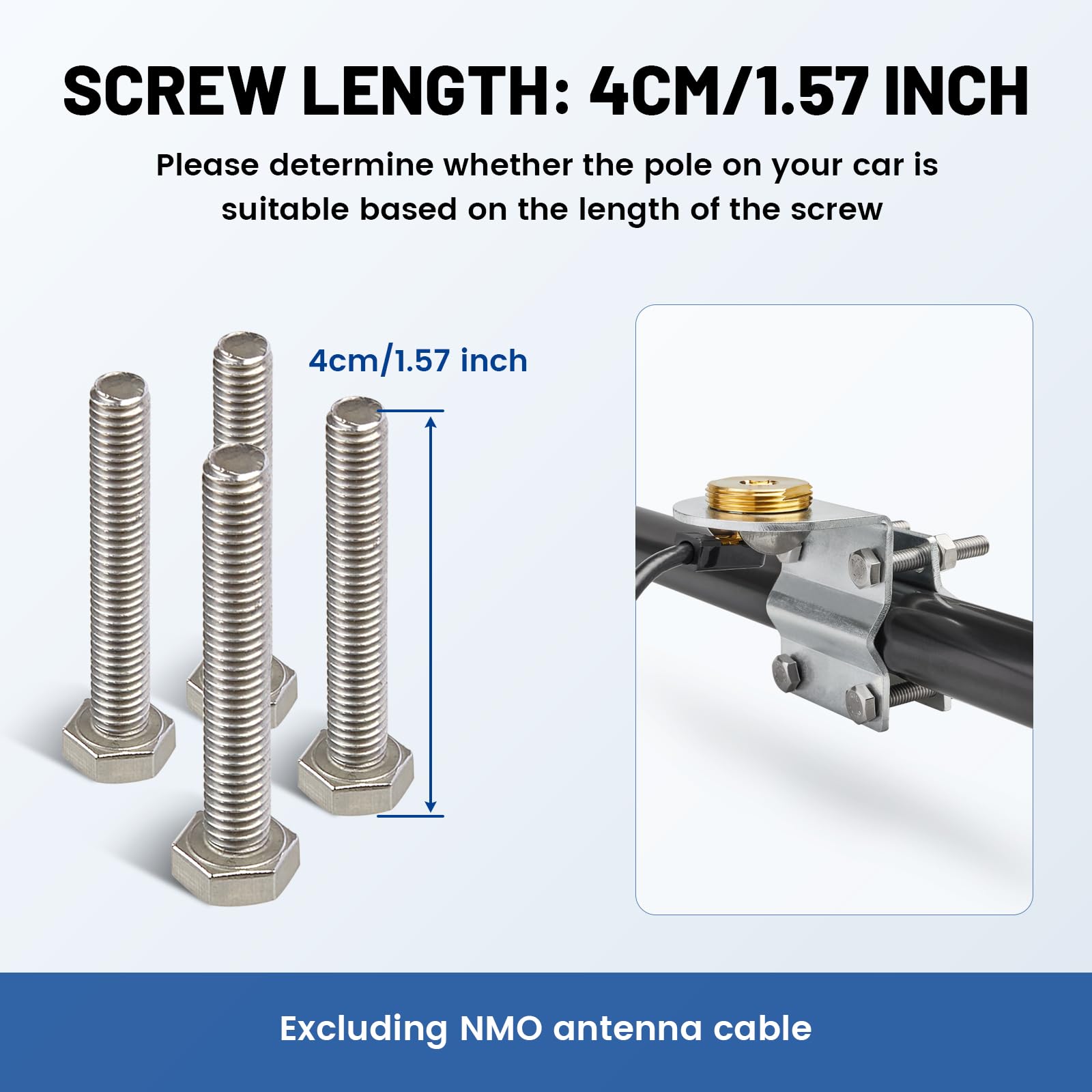 Anina Nmo Roll Bar Mirror Antenna Mount, Tubular Bracket For Nmo, Sirius Xm Aerial Universal Heavy Duty Steel Antenna Stand For