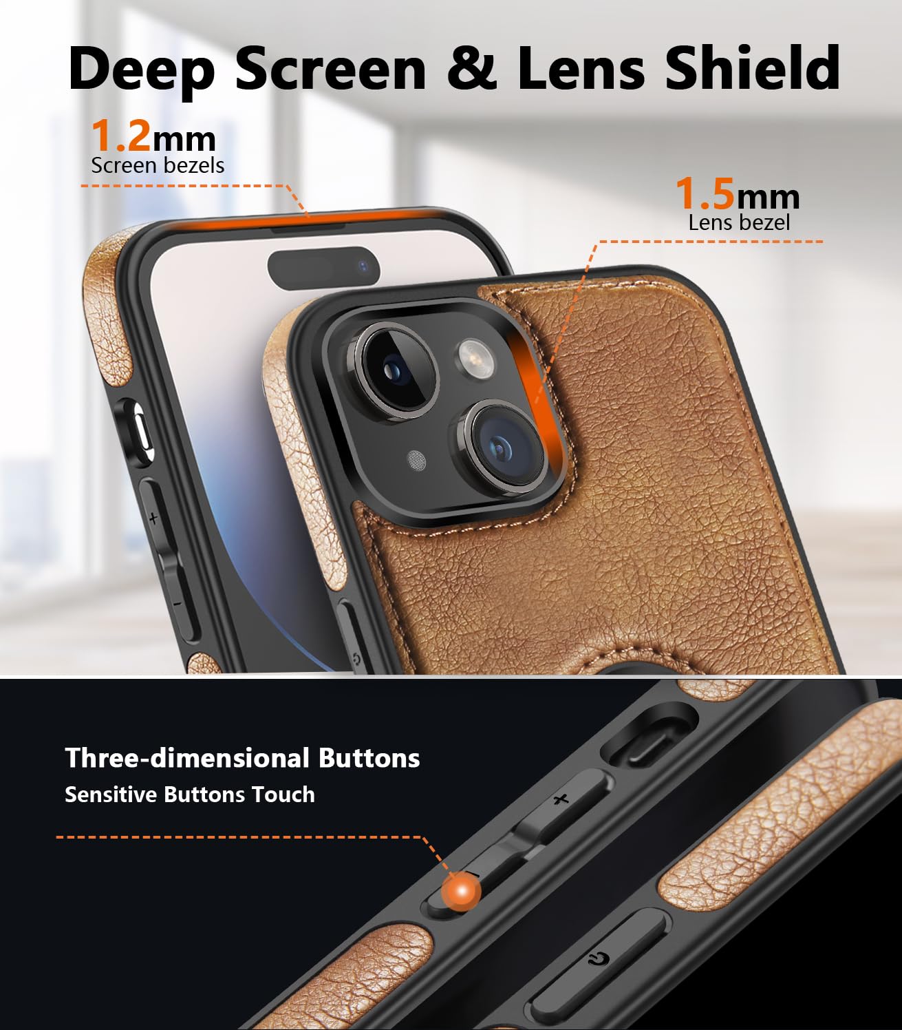 Wtcase Magnetic For Iphone 15 Leather Case,Built In Invisible Stand [Compatible With Magsafe] Protective Slim Kickstand Phone Co