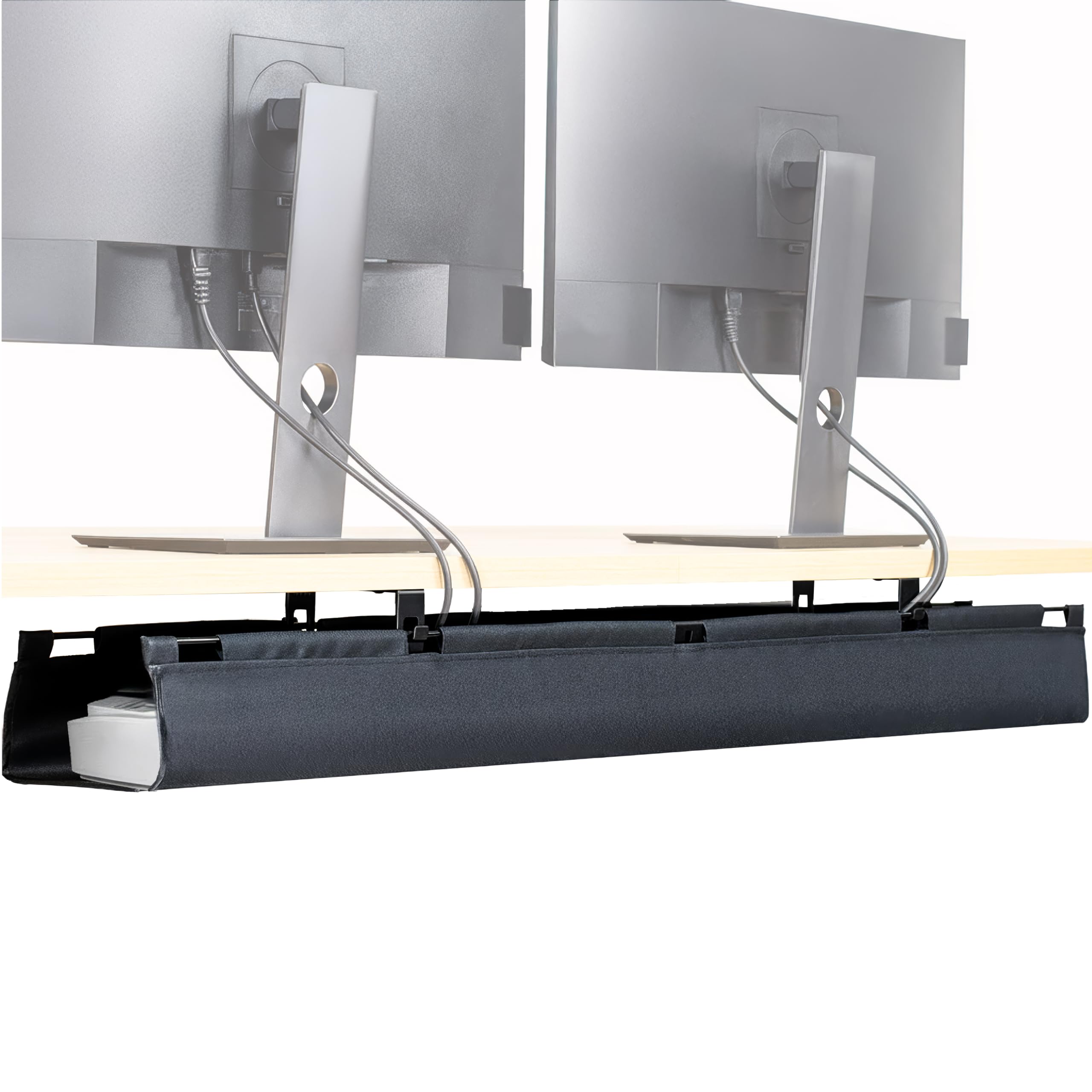 VIVO Black Screwon 47 in Fabric Cable Management Tray, DESKAC47FS
