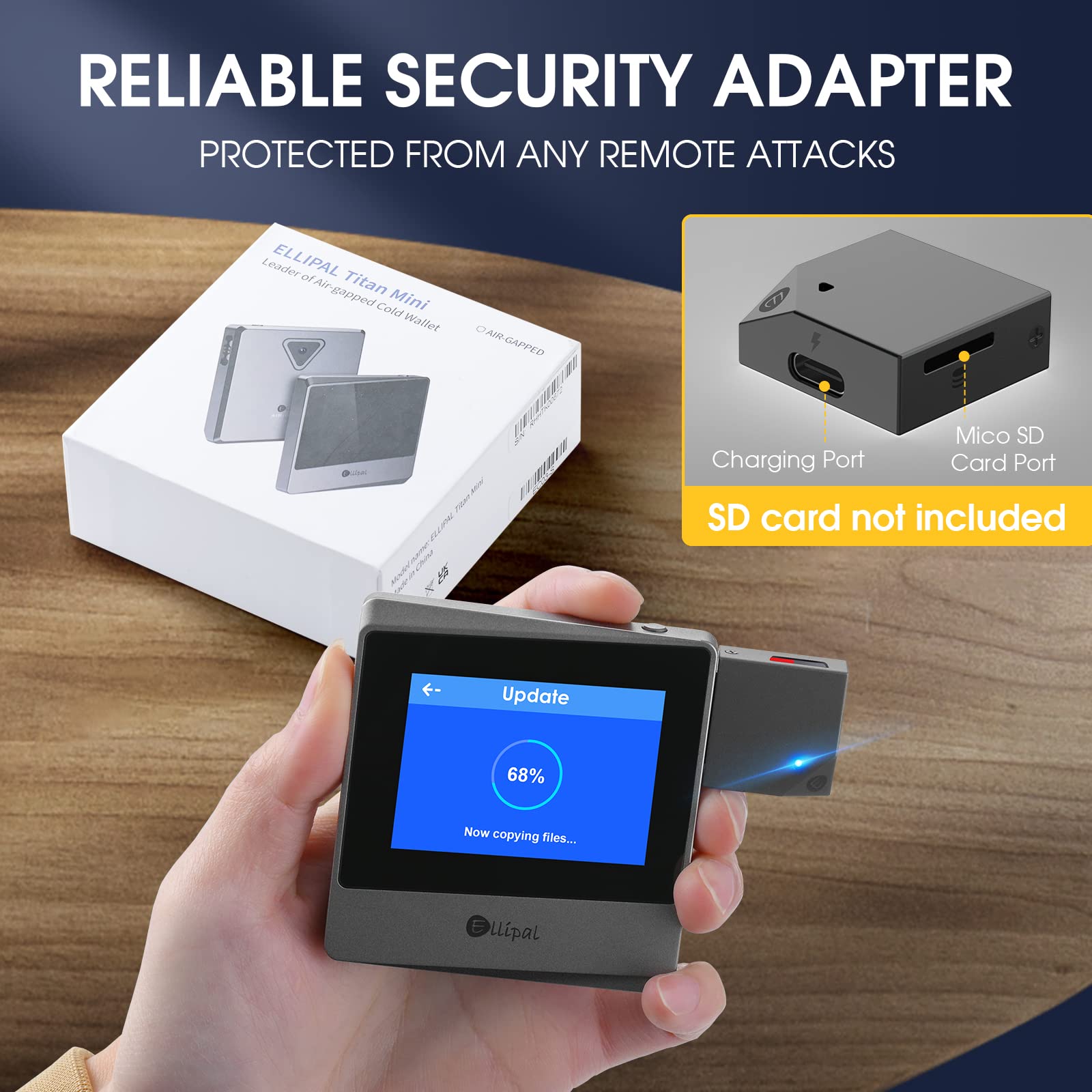 Ellipal Hardware Wallet, Air Gapped & Internet Isolated Security Crypto Wallet Titan Mini, 10000 Coins &Token, Anti Disassemble &Tamper Cold Wallet, Cold Storage For Btc/Xrp/Eth/Xlm/Usdt/Ltc