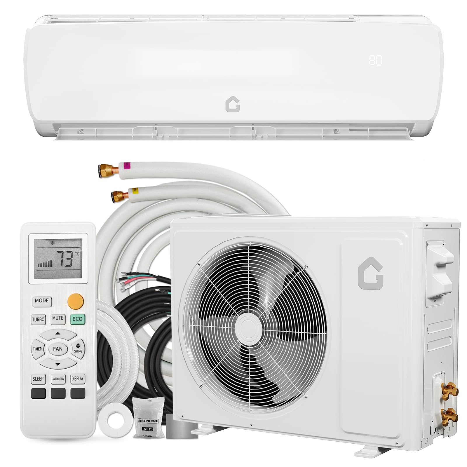 GarveeHome SEER 19 12000BTU 115V Mini Split Air Conditioner | Energy-Efficient Inverter AC System with Remote Control & Easy Ins