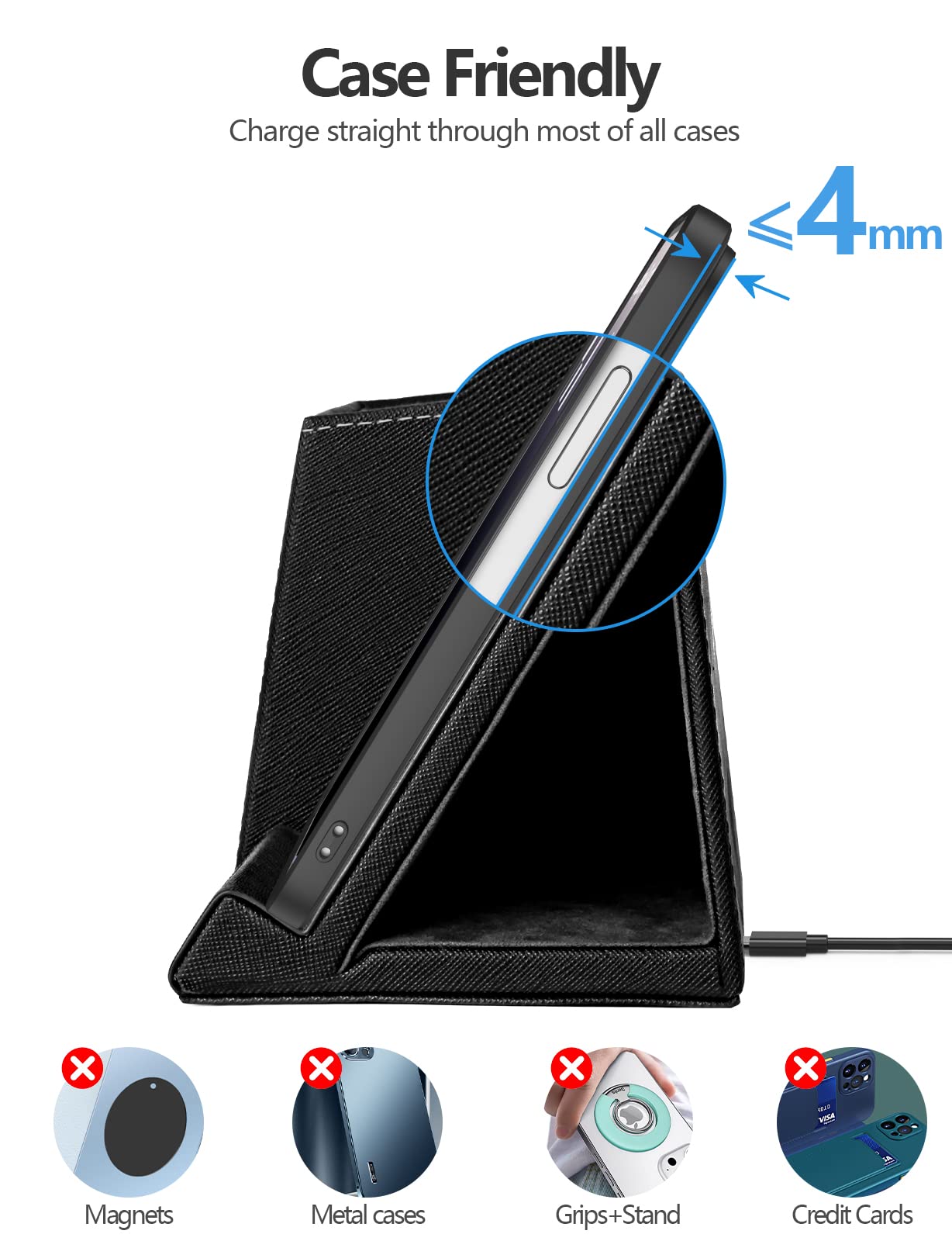 2-In-1 Pen Holder With Wireless Charger, Compatible With Iphone 16/15/14/13/12/11/8 Series, Pencil Holder Phone Stand For Desk H
