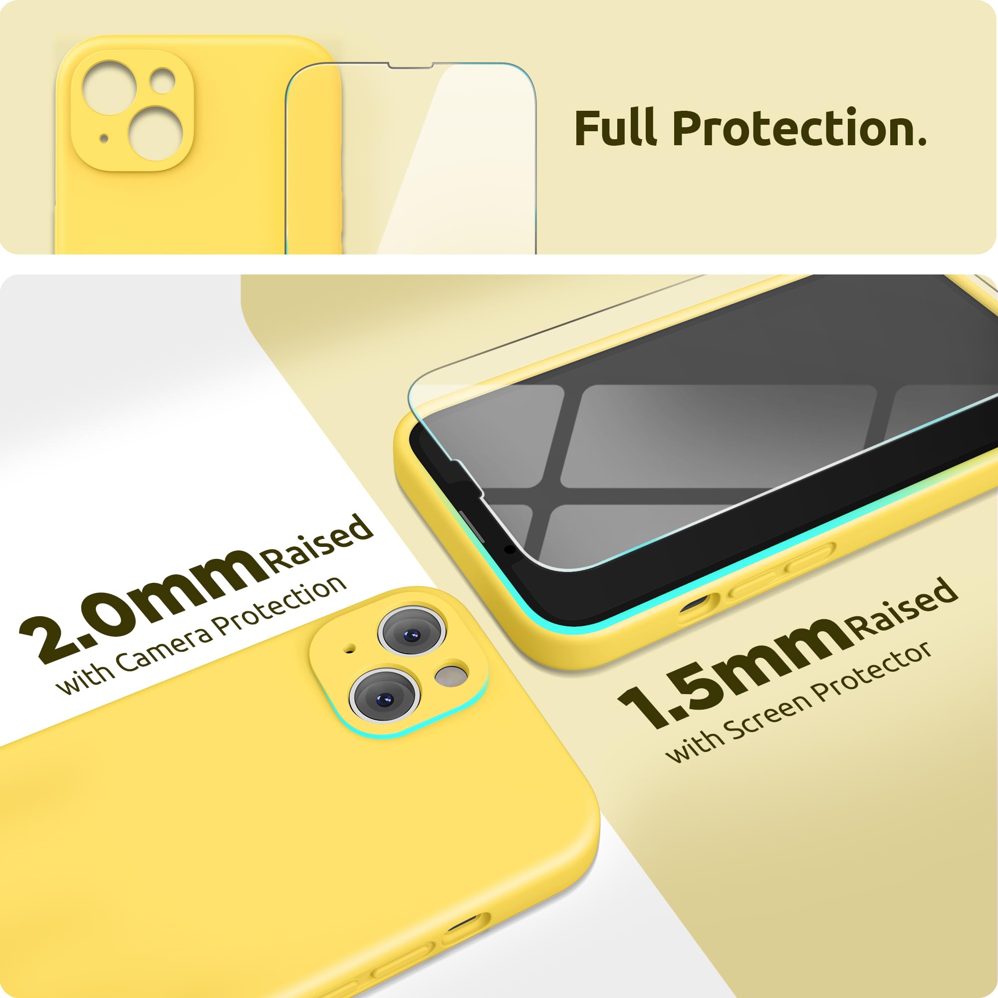 Surphy Compatible With Iphone 13 Mini Case With Screen Protector, (Camera Protection + Soft Microfiber Lining) Liquid Silicone P