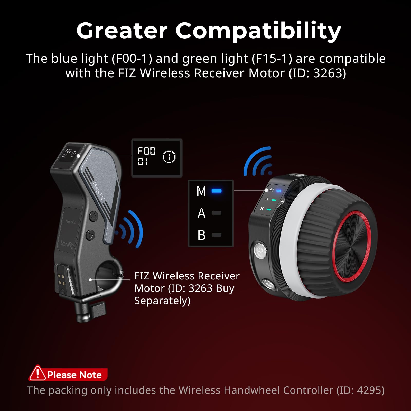 Smallrig Wireless Handwheel Controller (Lite), Single-Touch A/B Marking, 21H Battery Life, Streamlined Control, Lightweight, Com