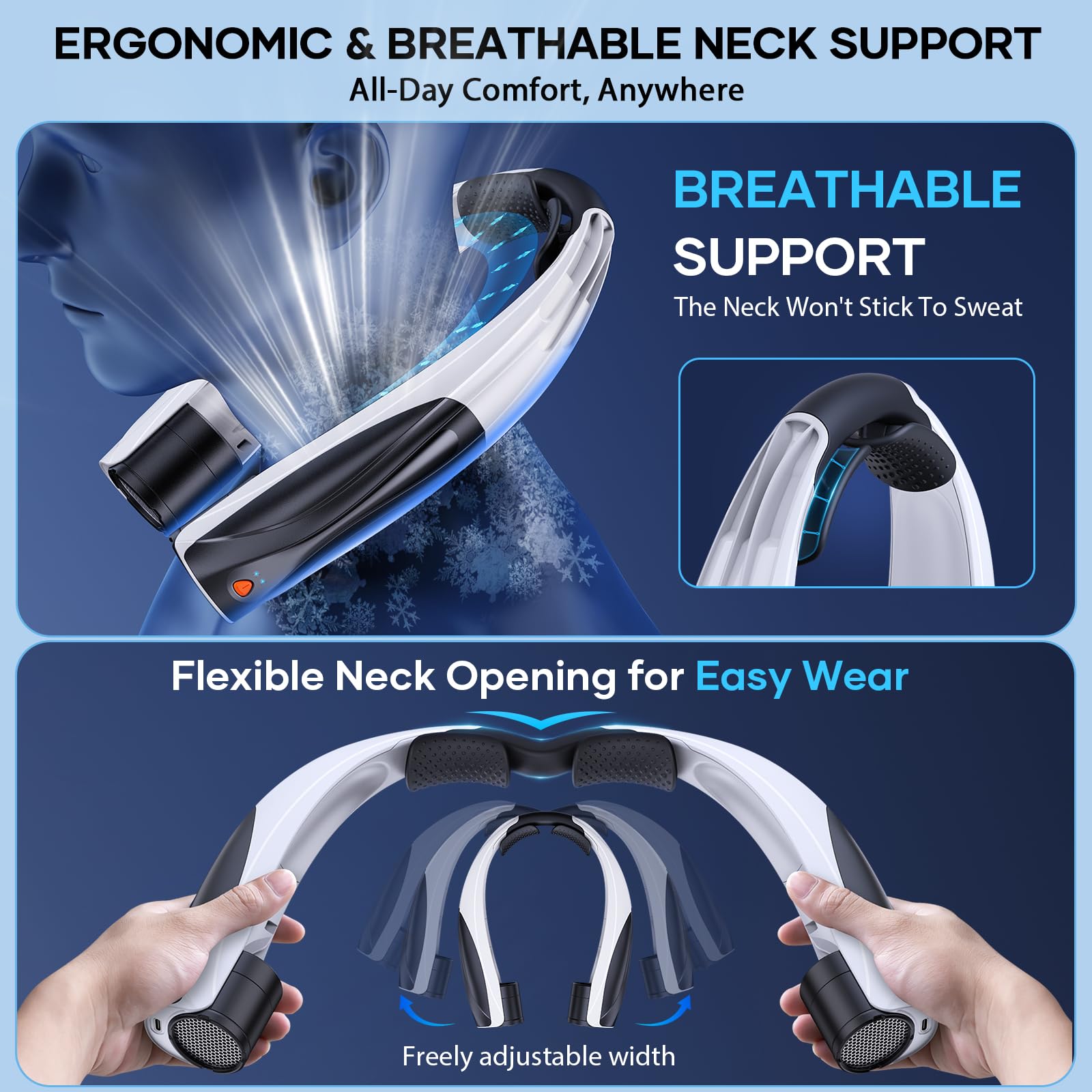 Jij Neck Fan - Portable Neck Fan Rechargeable With 6 Adjustable Speeds, Neck Cooler With 360 Surround Breeze, Upgraded Long-Last