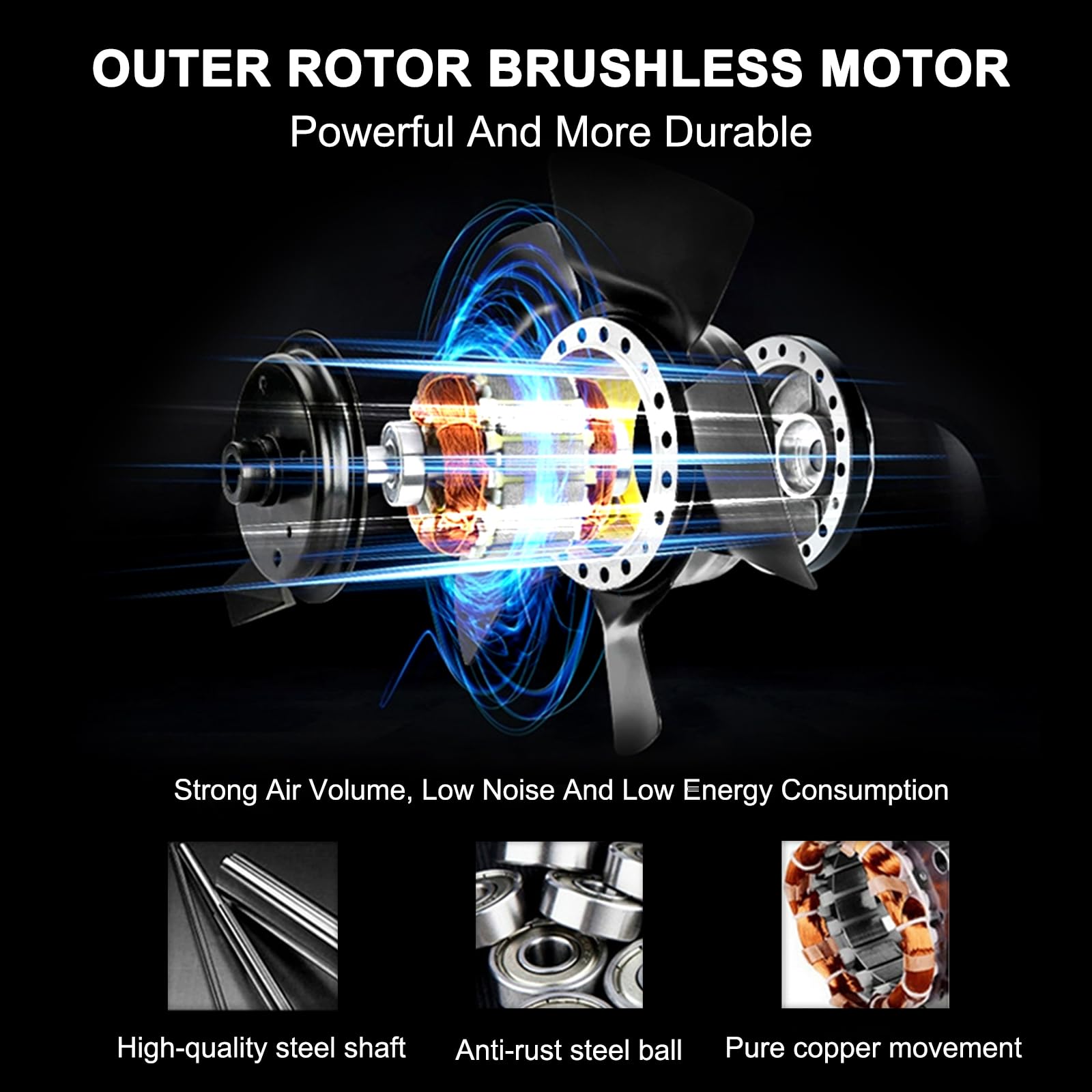 Tt Toulavie Exhaust Fan With Variable Speed Controller Quiet, 8 Inch 429Cfm Wall Mounted Vent Fans, Outer Rotor Motor Exhaust Fa