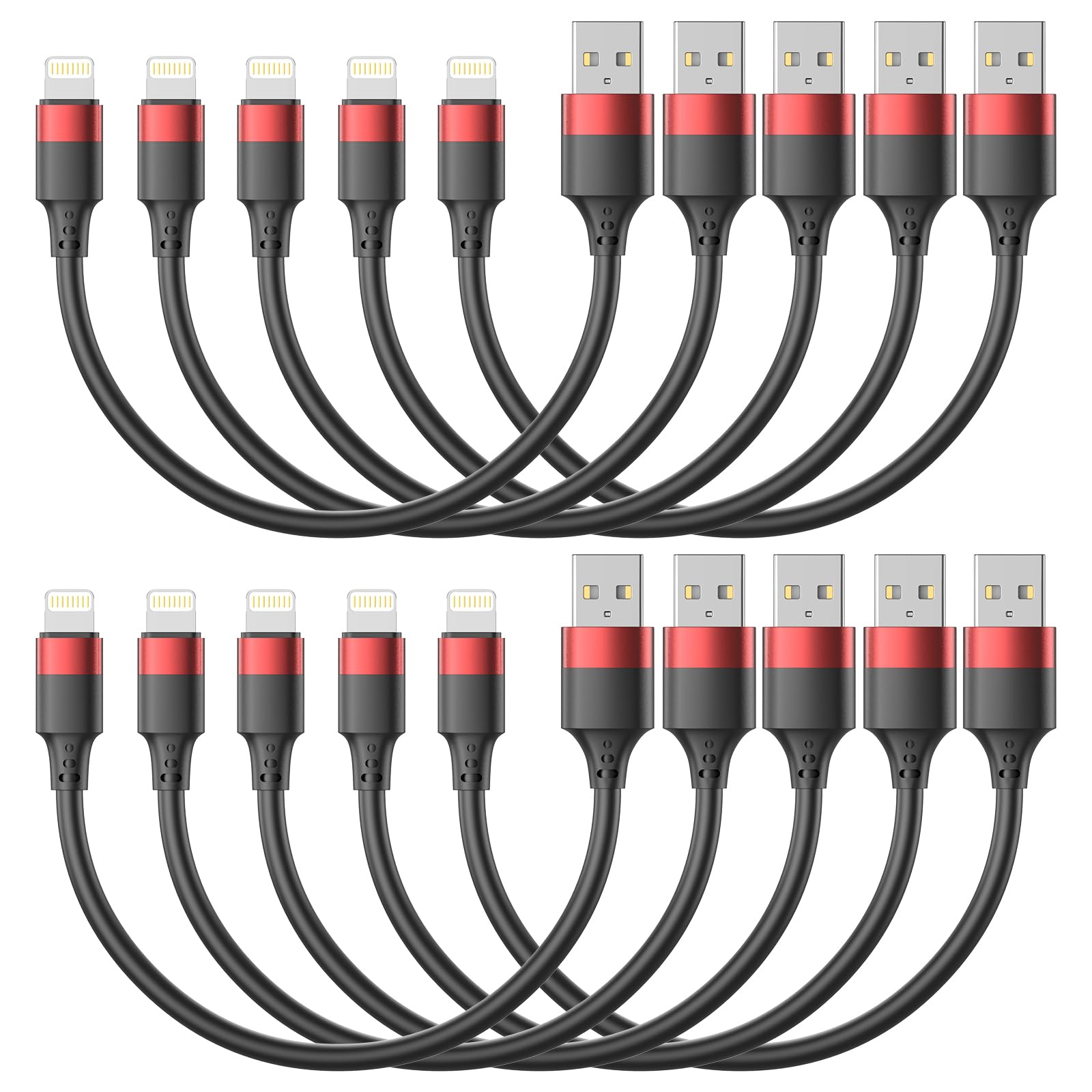 Bkduice 1Ft Short Iphone Charger Cable 10 Pack Bulk, Multipack Usb A To Lightning Cord 12 Inch, Small Iphone Charging Cable For