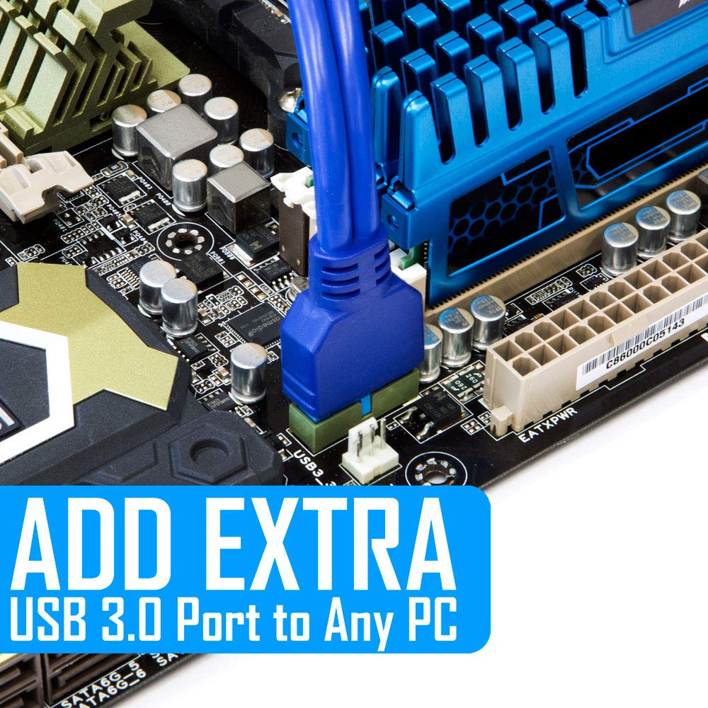 Kingwin Usb 3.0 Dual Port Pci Bracket Cable With Built-In-20-Pin Header, Up To 5 Gbps For Maximum Transfer Speed, Extend Your Us