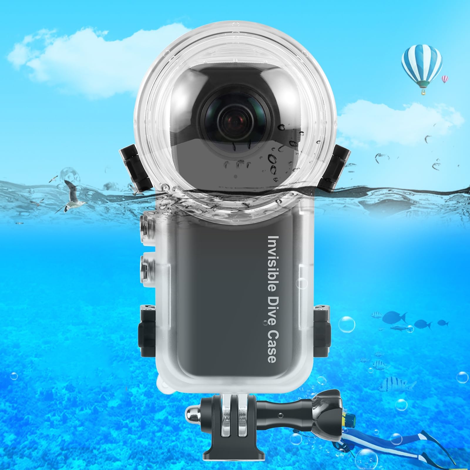 Puluz 50M/164Ft Invisible Dive Case For Insta360 X4 Underwater Waterproof Diving Housing Cover Protective Pc Sealed Shell Photog