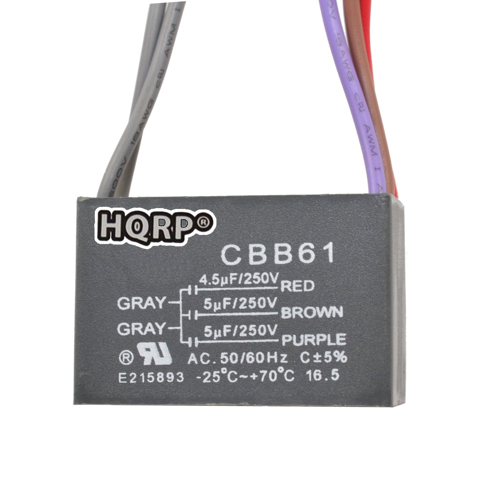 Hqrp Kit Ceiling Fan Capacitor Cbb61 4.5Uf+5Uf+5Uf 5 Wire And 3 Speed Fan Switch