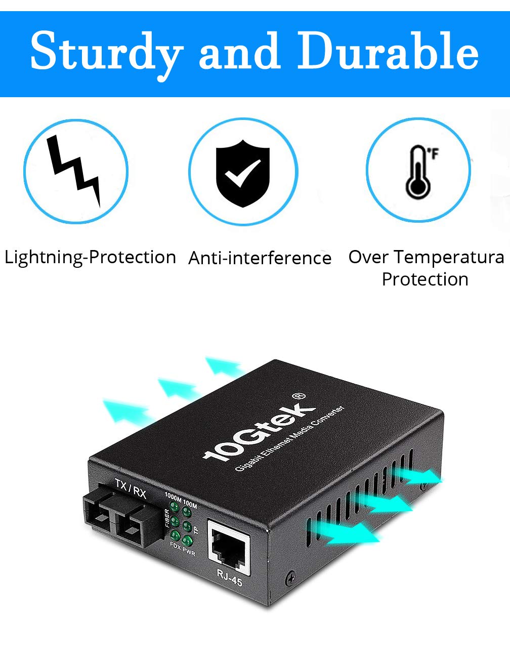 Fiber To Ethernet Media Converter, Gigabit Single Mode Dual Sc Converter, Built In Fiber Module Up To 20Km, Dual Sc To 10/100/10