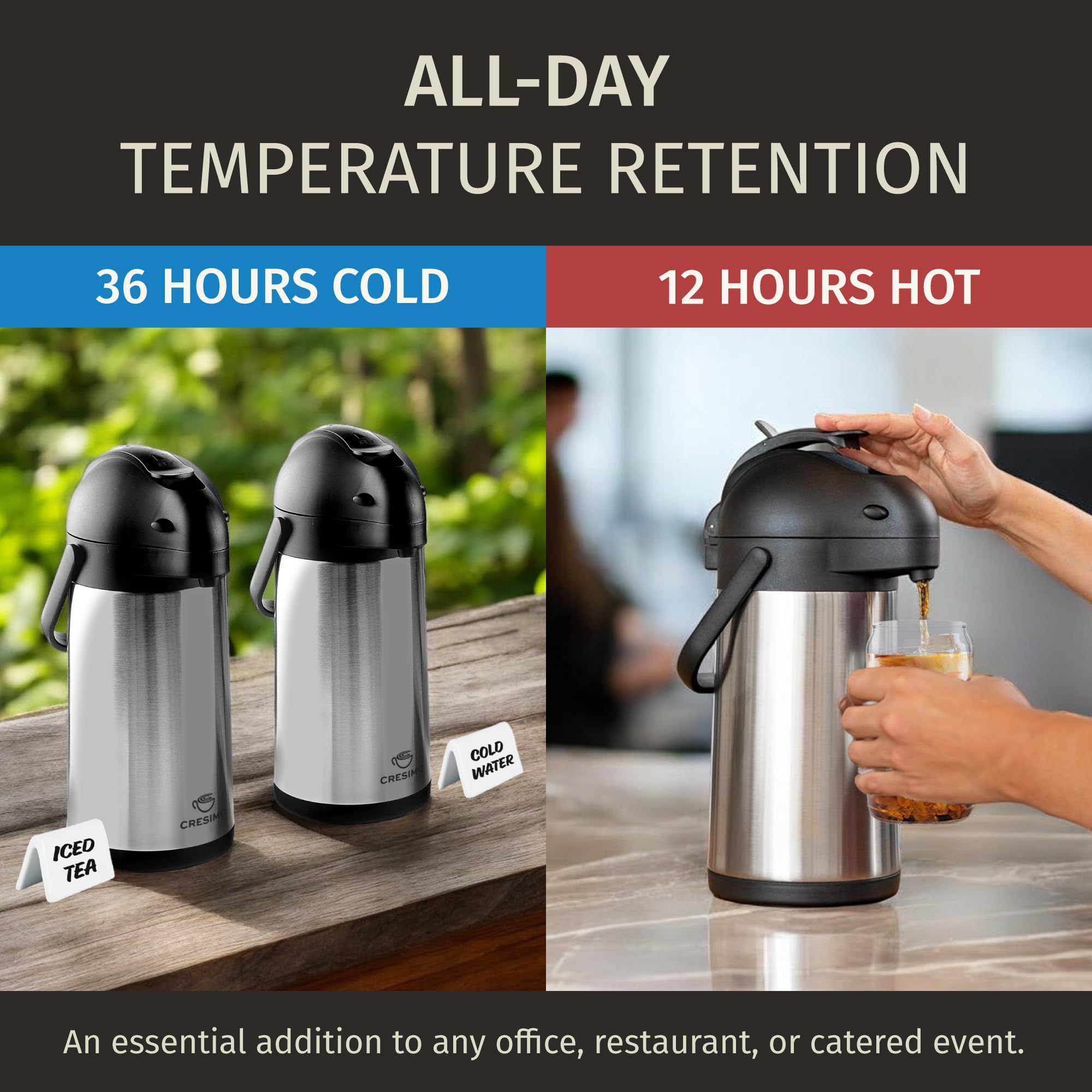 Thermal Coffee Carafe 74Oz, Keeps Coffee Hot For 12Hrs & Cold For 36Hrs, Stainless Steel Coffee Thermos For Hot Drinks, Easy One
