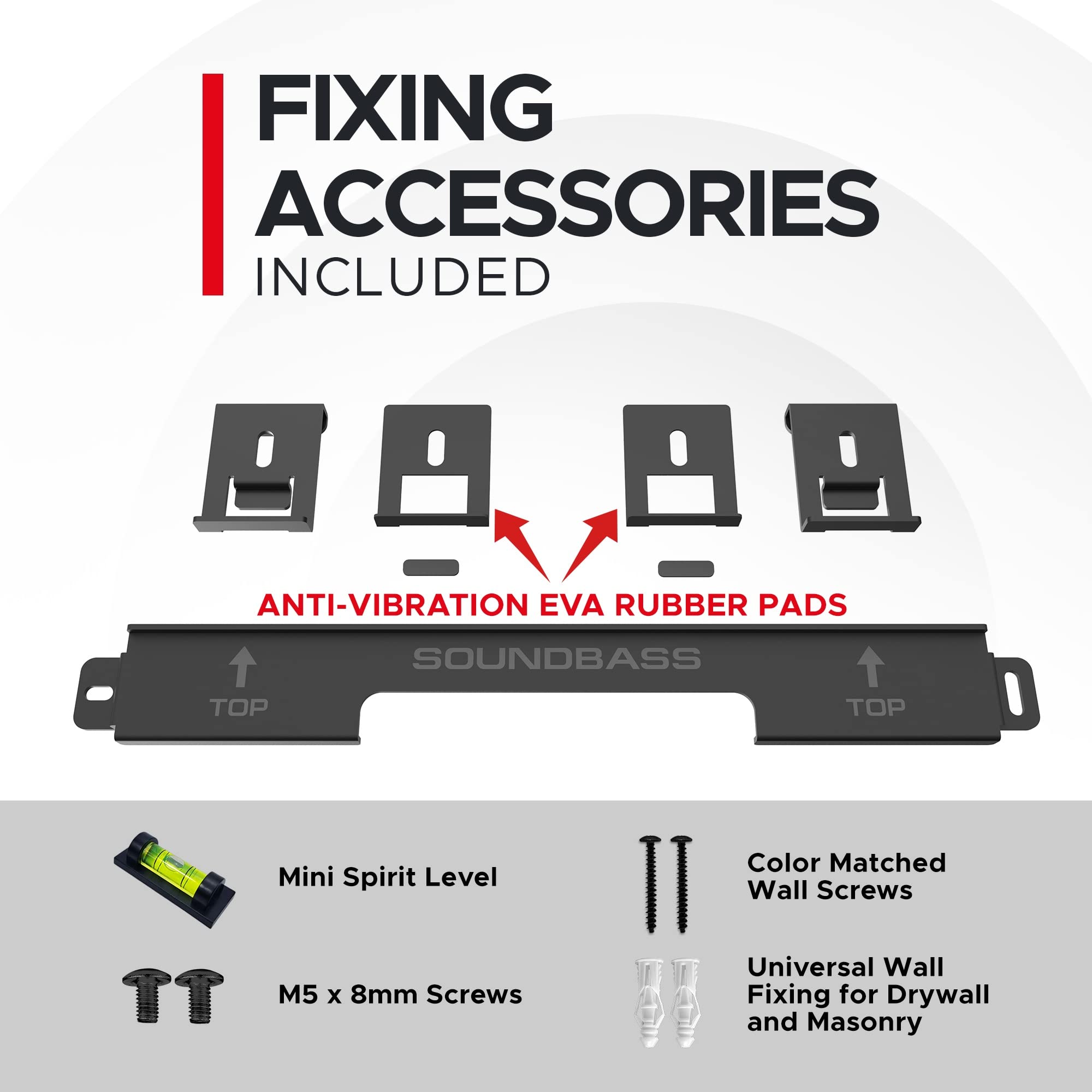 Soundbar Mount For Sonos Ray Sound Bar Includes All Necessary Mounting Hardware, Floating Style Soundbar Wall Bracket For Under