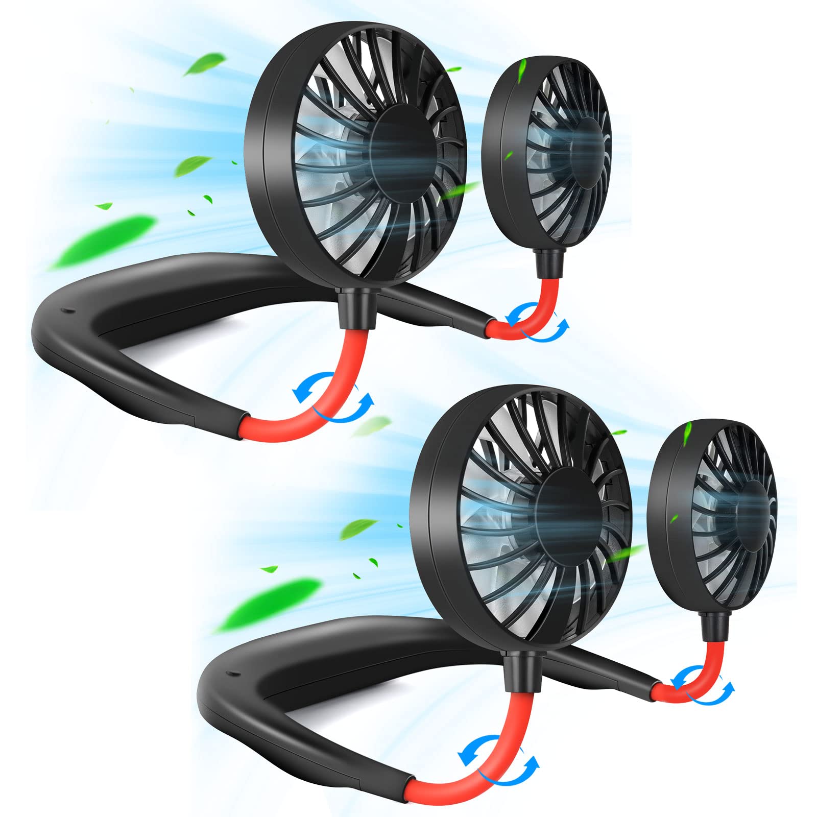 Portable Neck Fan Rechargeable Personal Handfree Fan Mini Usb Wearable Neckband Sport Fan 3 Speed Adjustable 360 Degrees Free Ro