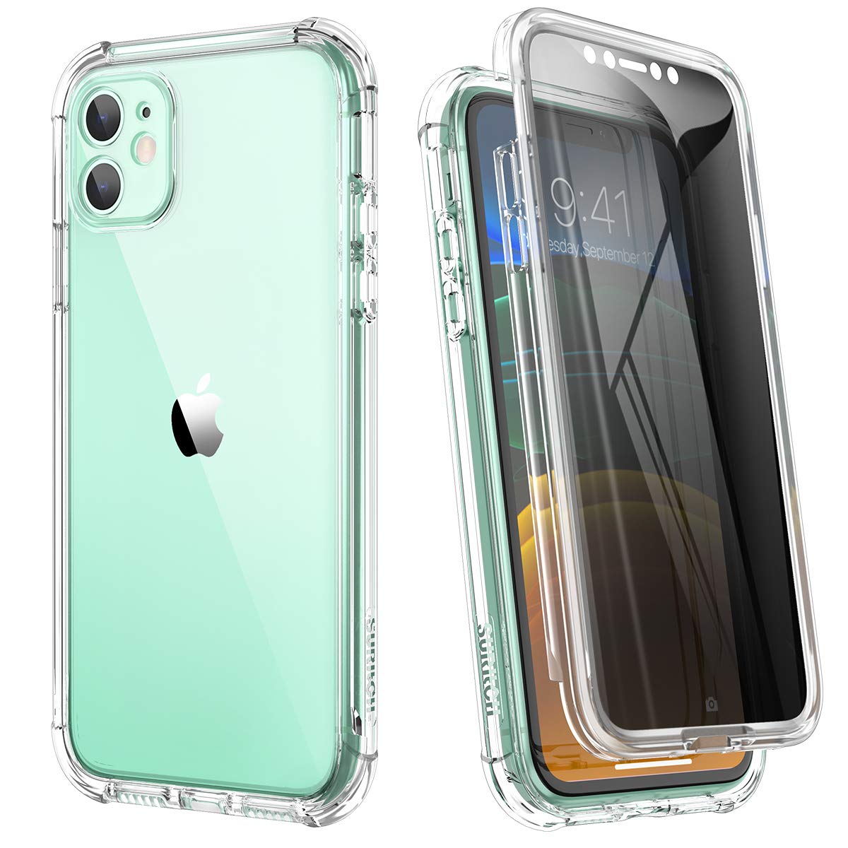Suritch Clear Case For Iphone 11 (Only) 6.1 Inch, [Privacy Screen Protector] Full Body Protective Shockproof Rugged Bumper Phone