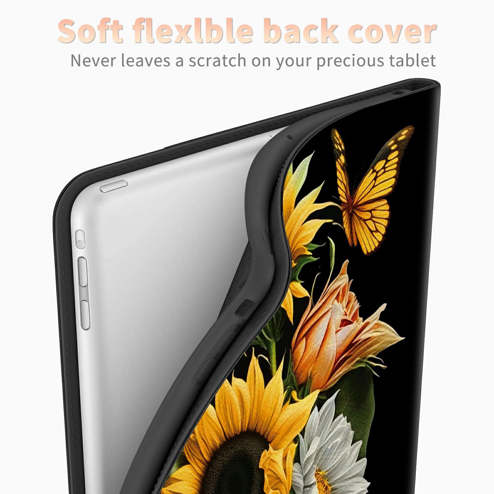 Sunflowers Butterfly Case For All New 6.8 Inch Kindle Paperwhite 11Th Generation 2021, Pu Leather Folding Stand Slim Case With A