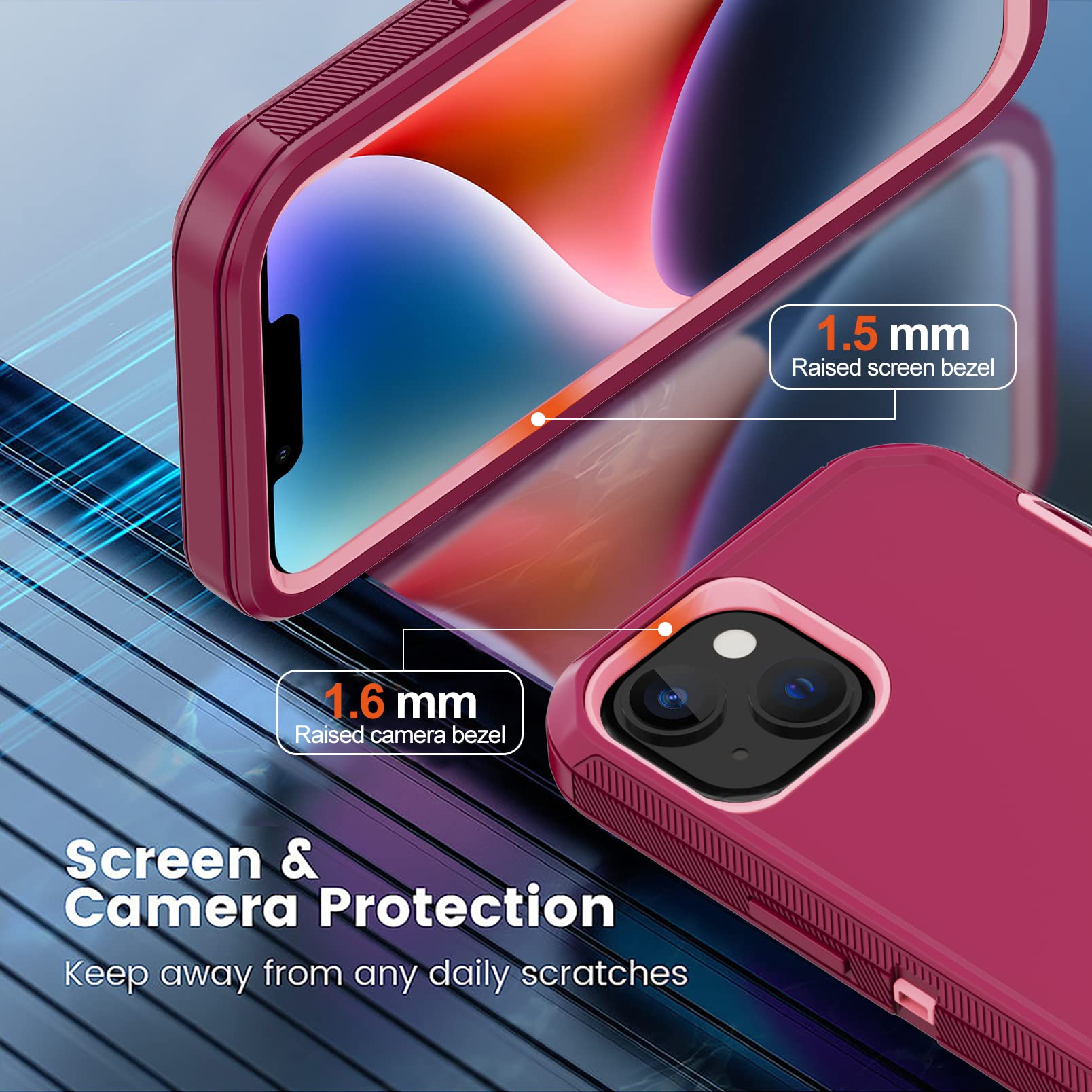 Annymall For Iphone 14 Case With 2 Screen Protector, Heavy Duty Shockproof Dropproof Dust Proof Full Body Rugged 3 Layer Militar