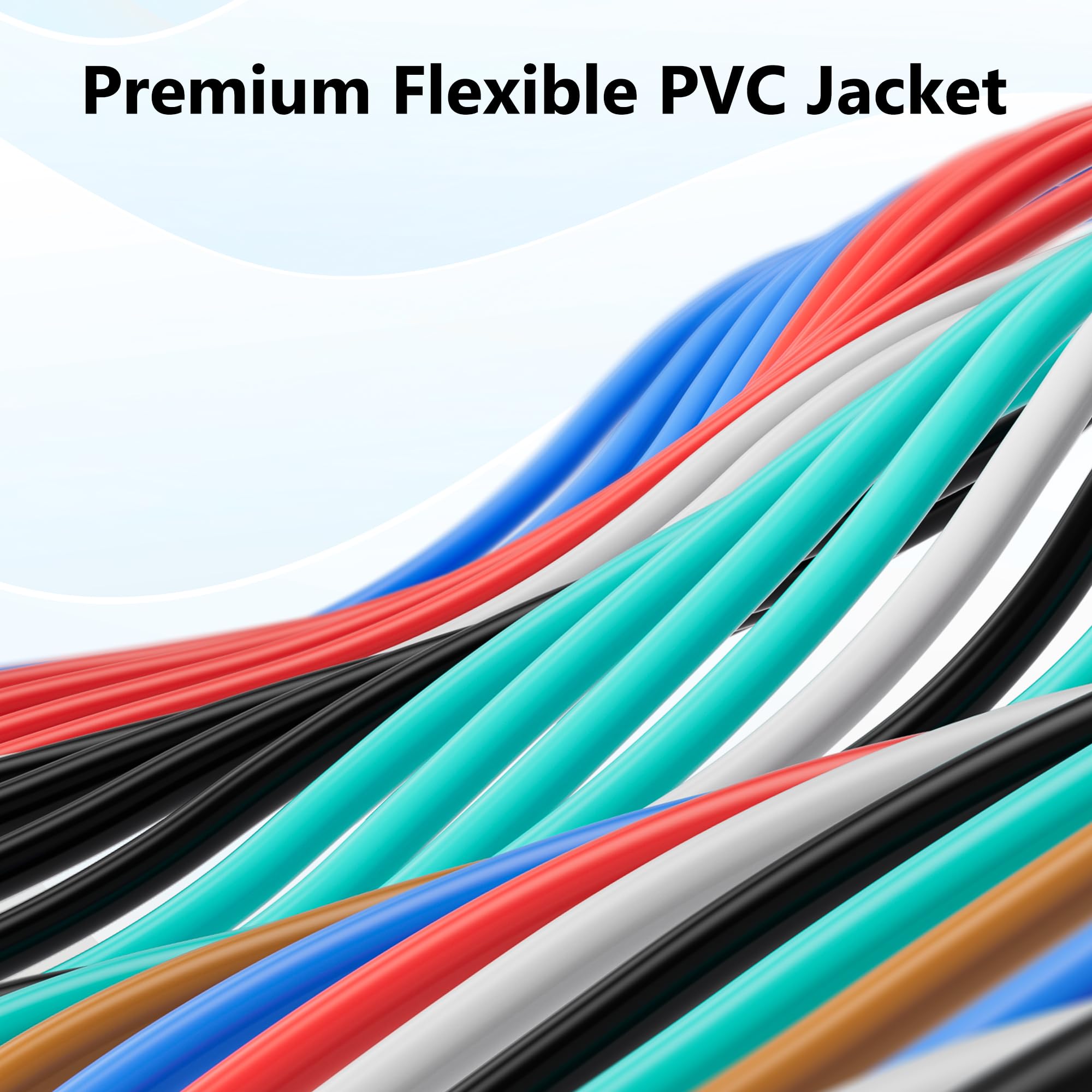 18 Gauge Wire (6 Pack Black/Red/Grey/Blue/Green/Brown, Each 50 Ft), 18 Awg Auto Wire, Speaker Audio Security Alarm Control Cable