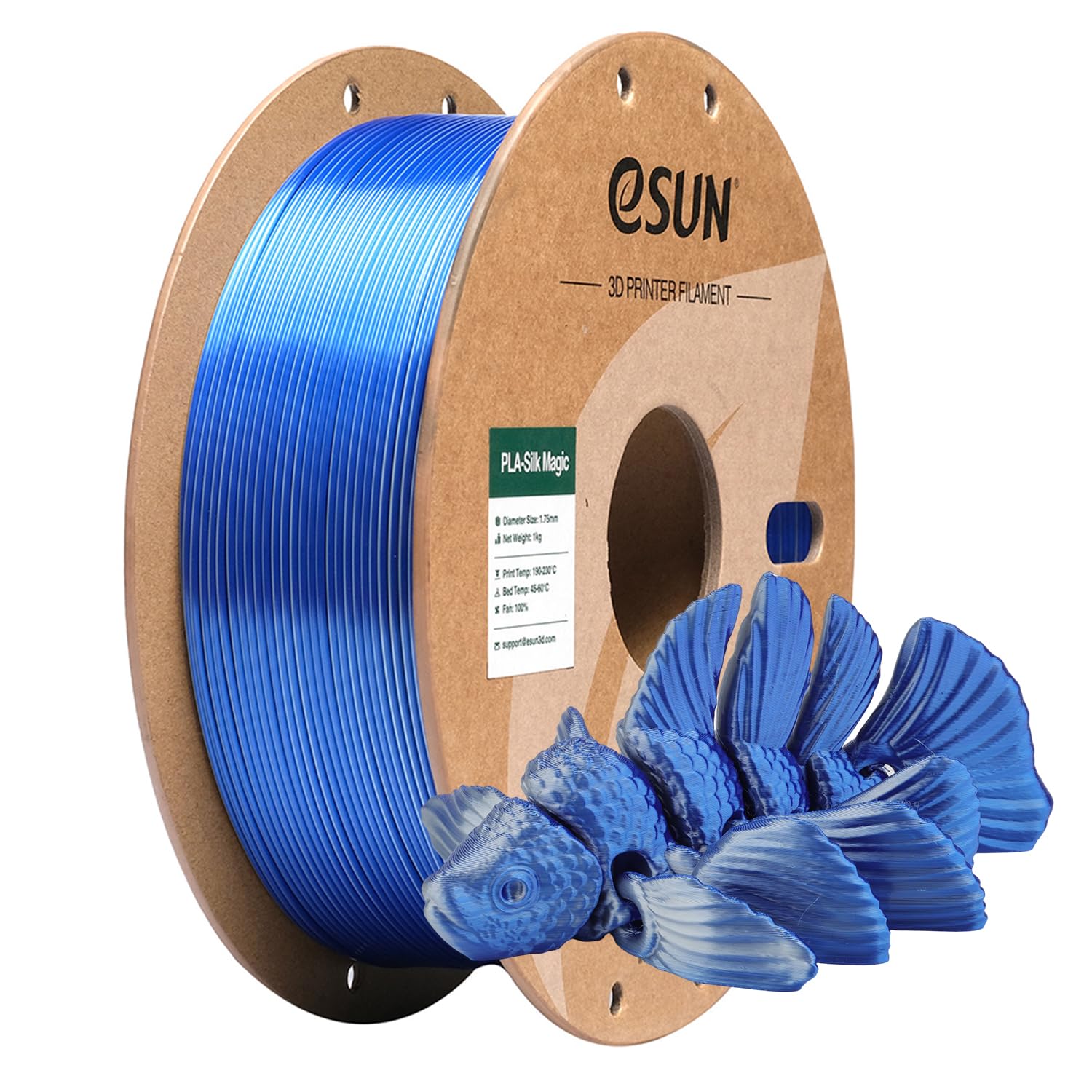 eSUN Silk PLA 3D Printer Filament 1.75mm Silver Blue Dual Color Shiny Silky Filament, Dimensional Accuracy +/-0.03mm, 1kg (2.2lb