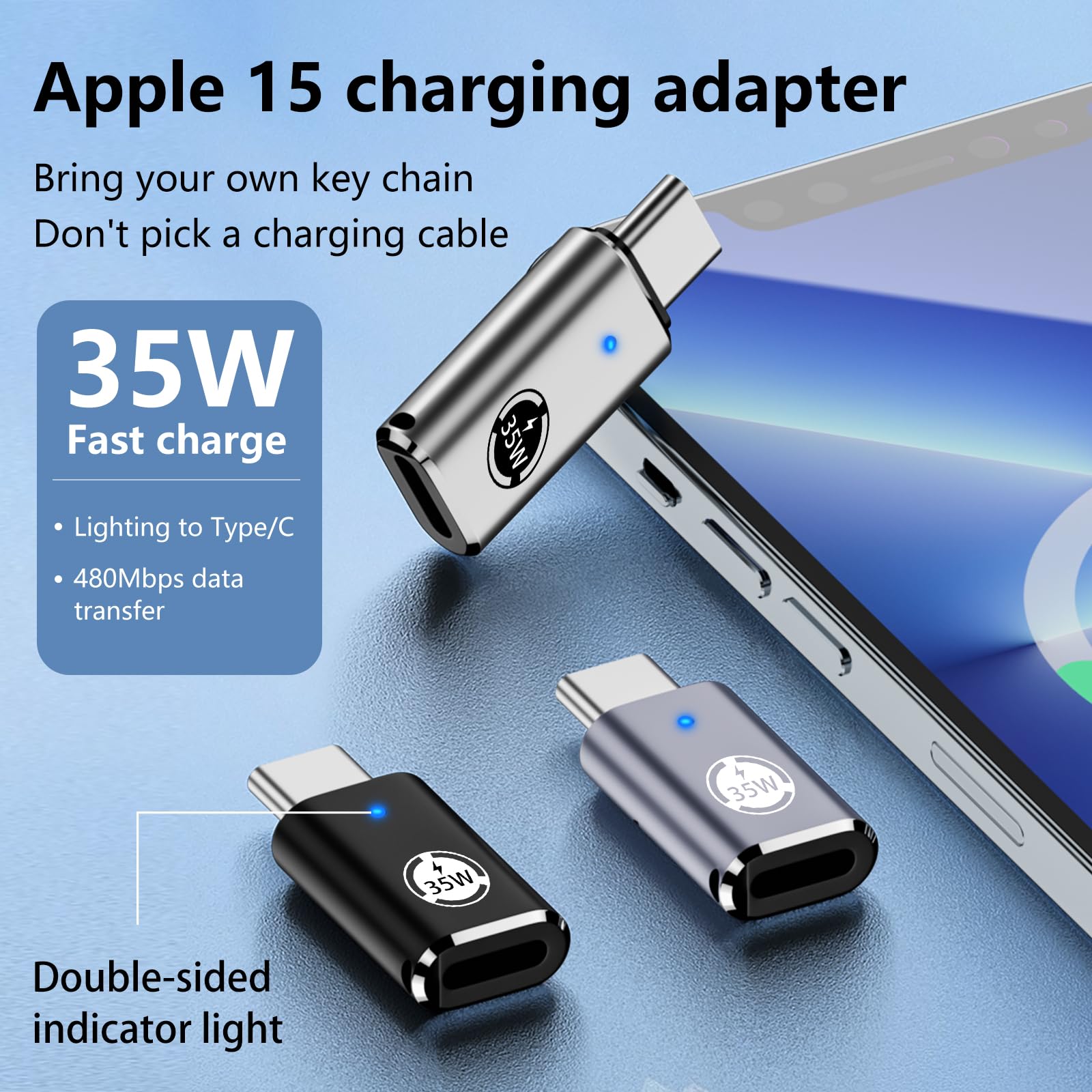 Usb C To Lightning Adapter, 35W Pd Connector, 2 Piece Set, Compatible With Iphone 15 Series And Other C Type Devices, Fast Charg