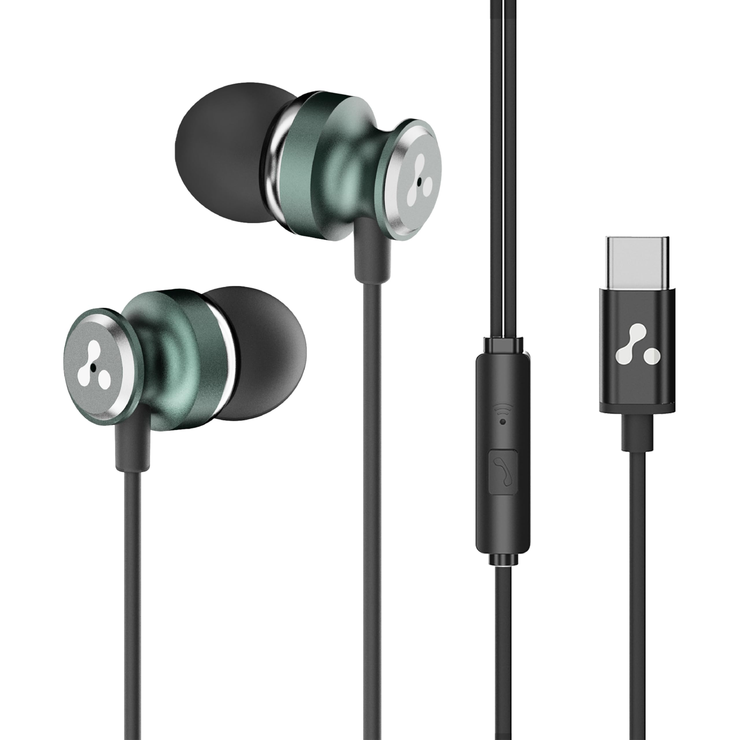 Ambrane TypeC Wired in Ear Earphones, 10Mm Bass Drivers, Inline Controls for Type C Smartphones, iPhone 15 & Laptop, 1.2M Braid