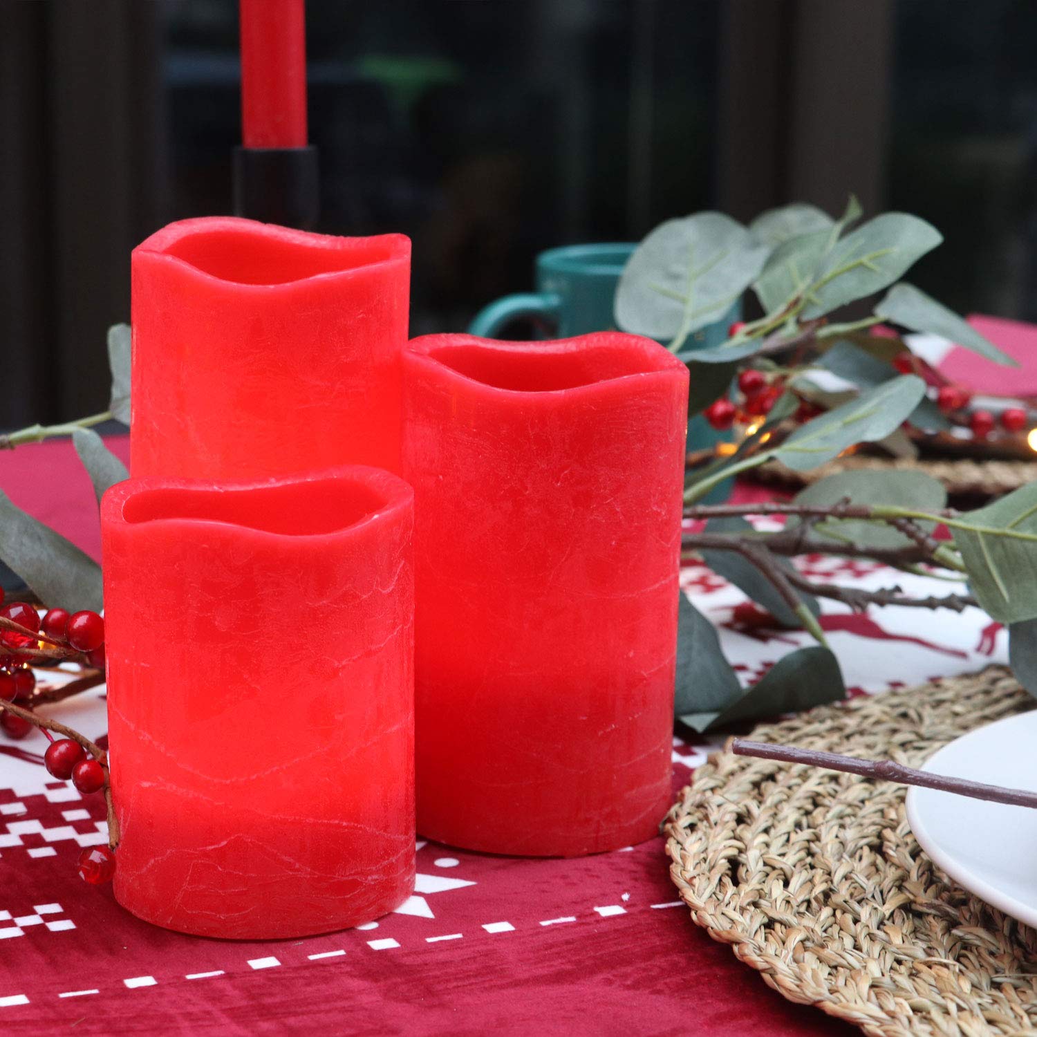 Rhytsing Turquoise Battery Operated Flameless Led Candles With Timer Function For Summer And Weddings, Warm White Light, Real Wa