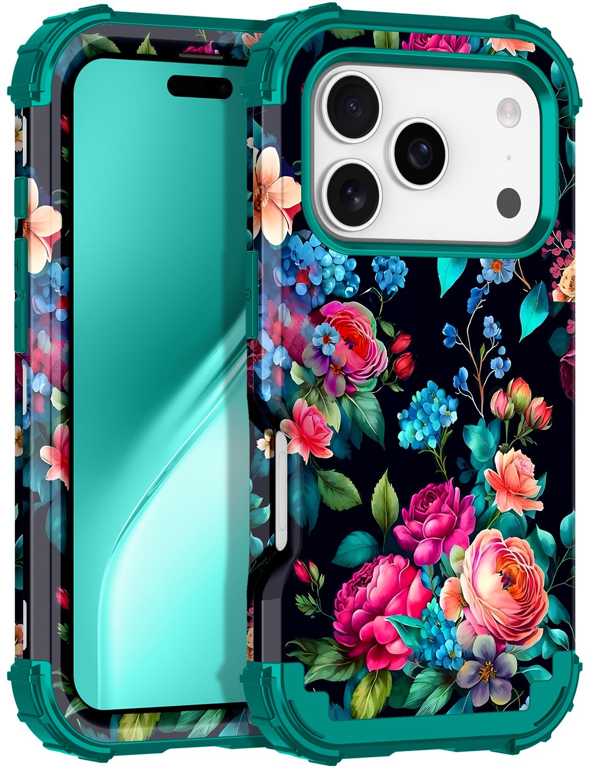 Rancase for iPhone 17 Pro Case,Three Layer Heavy Duty Shockproof Protection Hard Plastic Bumper +Soft Silicone Rubber Protective
