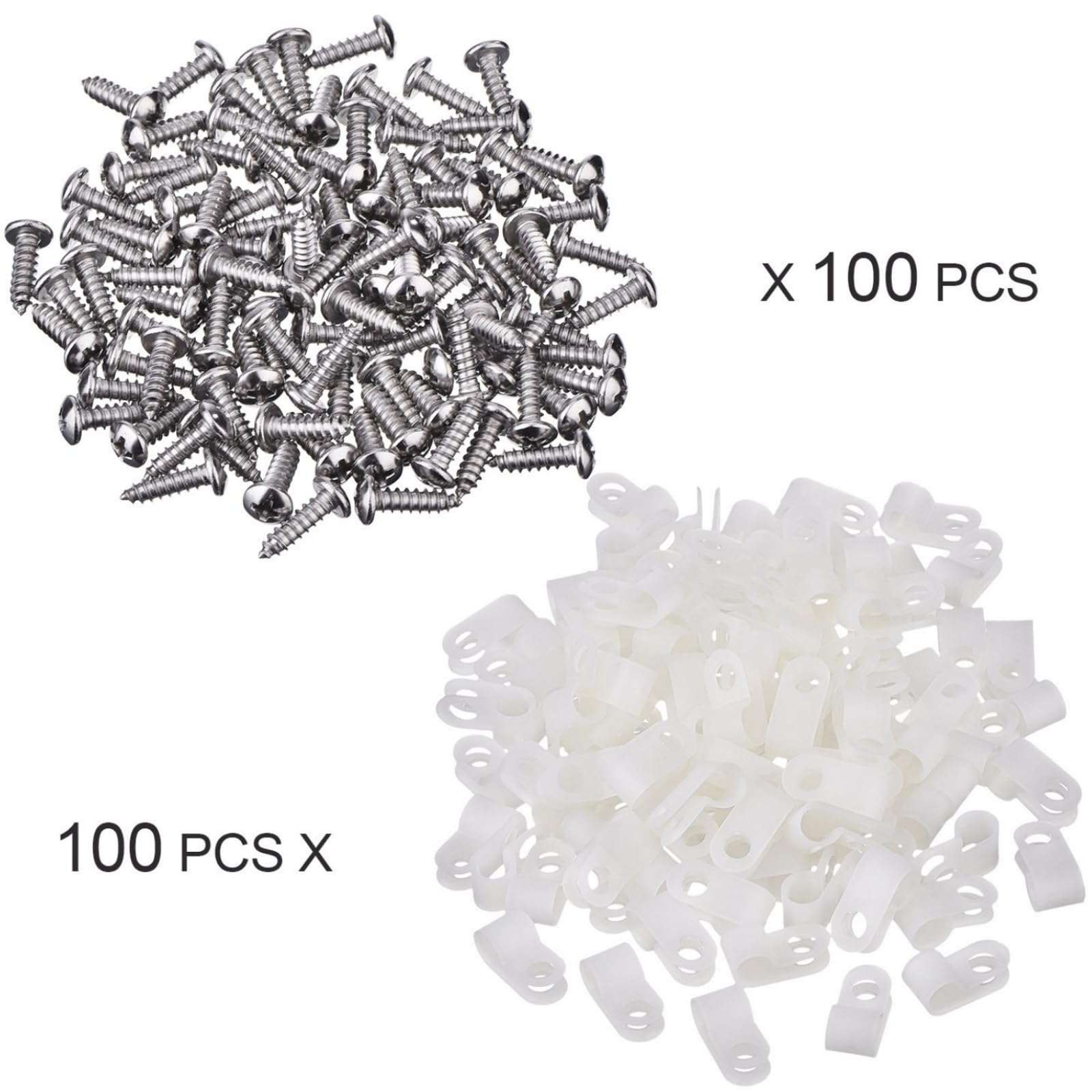 Hicarer 100 Pack R Type Cable Clips Light Clips Wire Cable Organizer Cable Wire Management Holder With 100 Pack Screws For Home