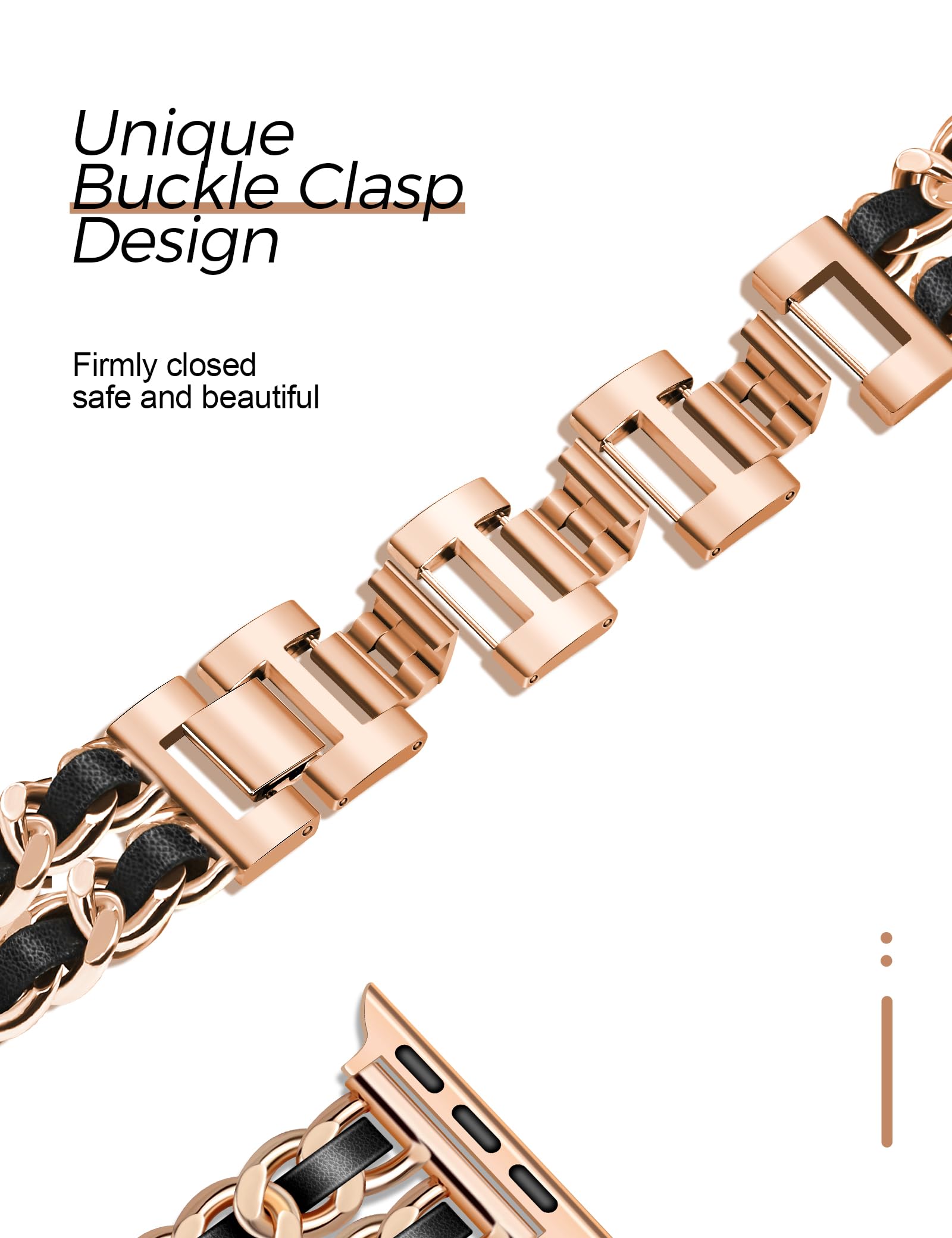 Jr.Dm Rose Gold Watch Bands For Women Compatible With Apple Watch Band Leather 38Mm 40Mm 41Mm 42Mm (S10) Adjustable Metal Band C