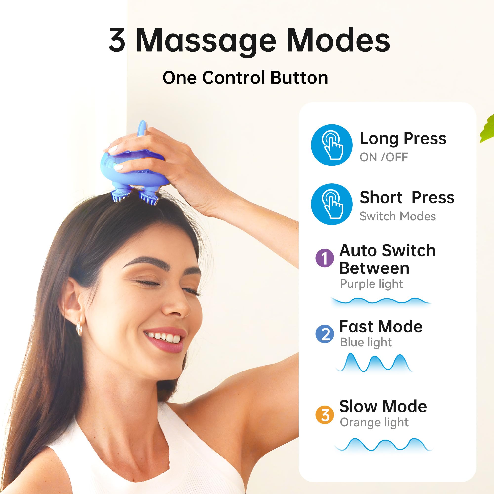 Comfier Cordless Scalp Massager Hair Growth With 3 Kneading Modes,Waterproof Head Massage With 8 Claws For Deep Cleansing,Body C