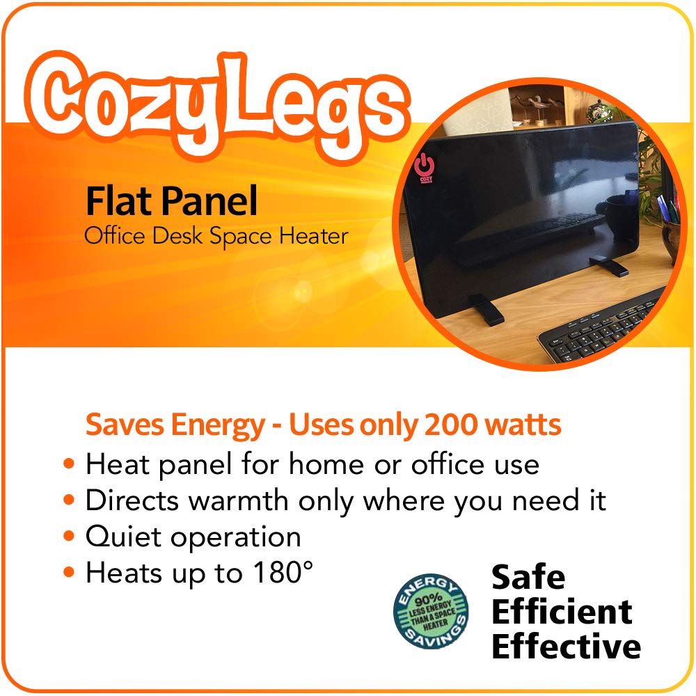 Cozy Products New And Improved Cozy Legs, Flat Panel Space Heater For Home And Office, Portable Heater With Built In Thermostat,