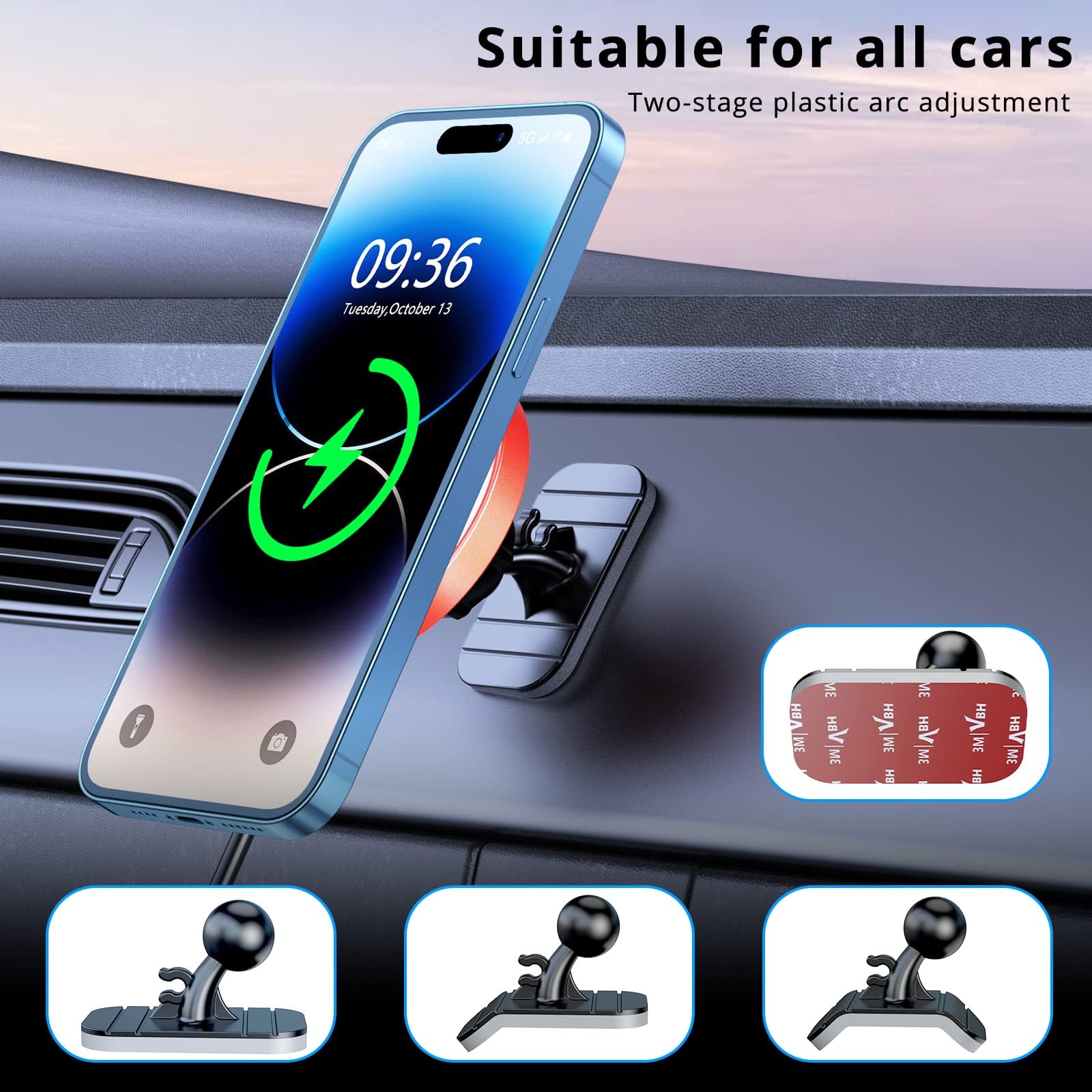 Ohlpro For Iphone 16 Magsafe Car Mount, Dashboard Magsafe Car Phone Holder Charger For 15 14 13 12 Pro/Pro Max/Plus/Mini,15W Fas