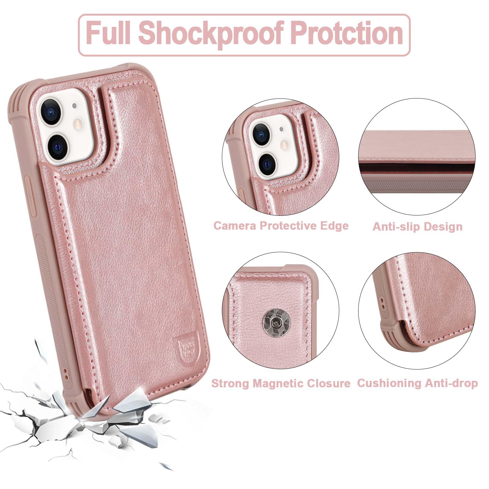 Vanavagy Wallet Case For Iphone 12/Iphone 12 Pro For Women And Men, Rfid Block Leather Flip Folio Phone Cover Fits Magnetic Car