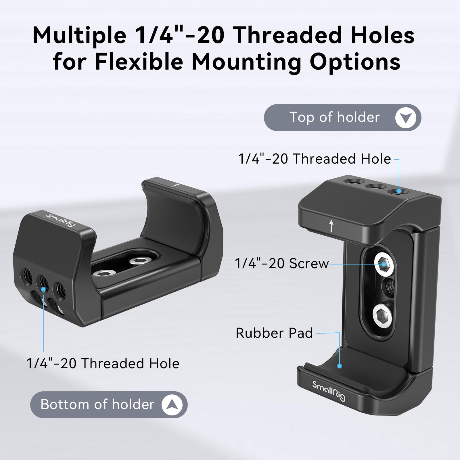 Smallrig Aluminum Power Bank Holder, Powerbank Mount Clamp Compatible With Width Range: 53 Mm-84 Mm (2.1-3.3 Inches) And Thickne