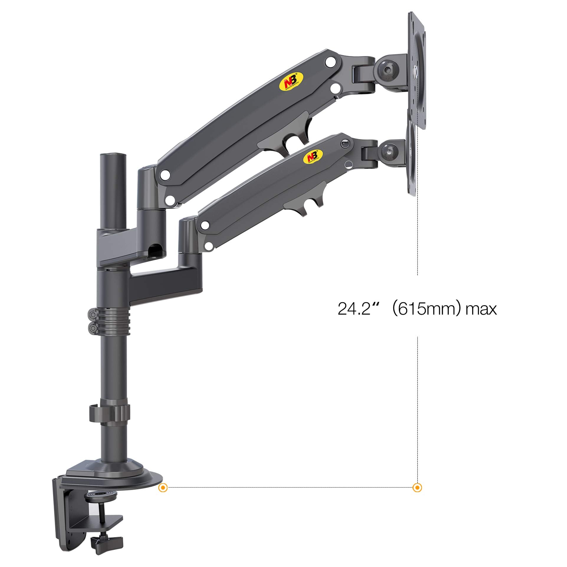 Nb North Bayou Dual Monitor Desk Mount Stand Full Motion Swivel Computer Monitor Arm Fits 2 Screens Up To 32'' With Load Capacit