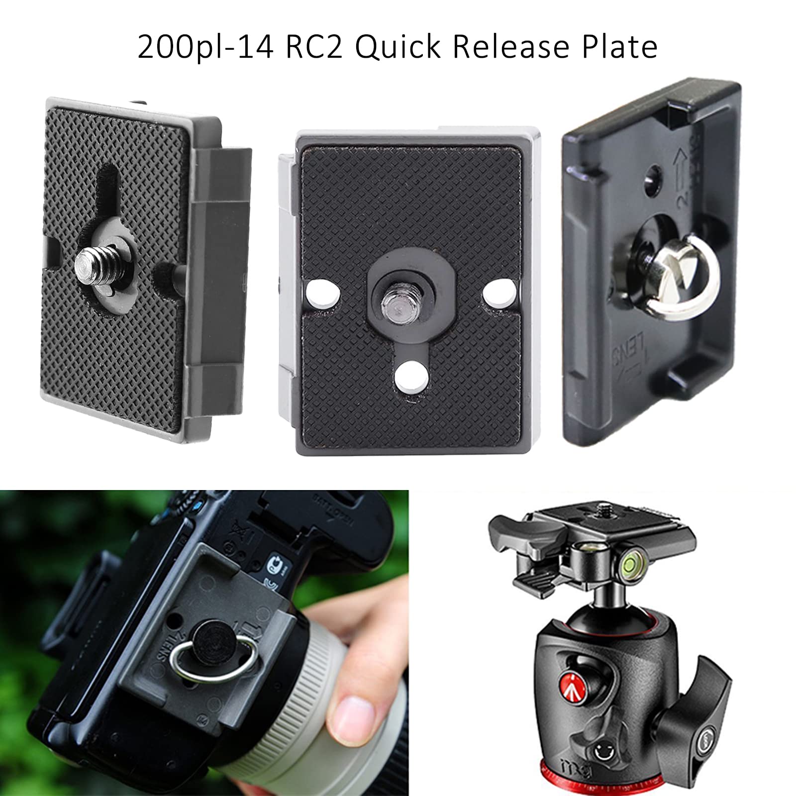 Sequpr 2 Pcs Quick Release Plate Tripod Camera For Manfrotto Mount Plate 200Pl 14 Rc2 Cameras Tripod Head
