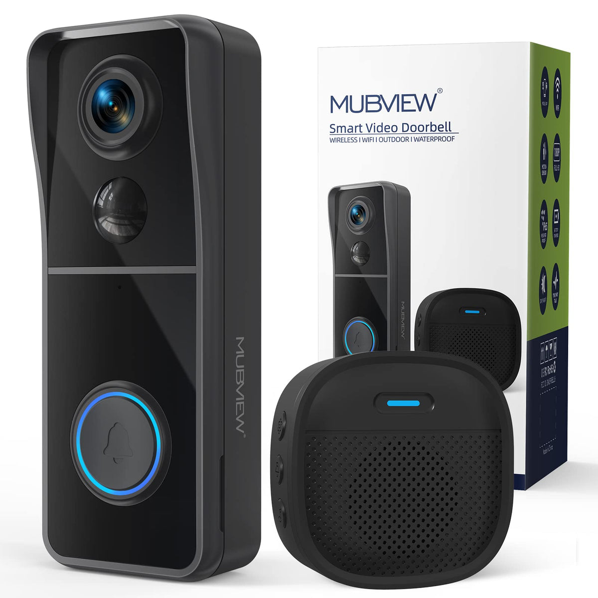 Mubview Doorbell Camera Wireless With Chime, Video Doorbell - No Subscription, Voice Changer, Motion Zones, 1080Hd, Pir Human De